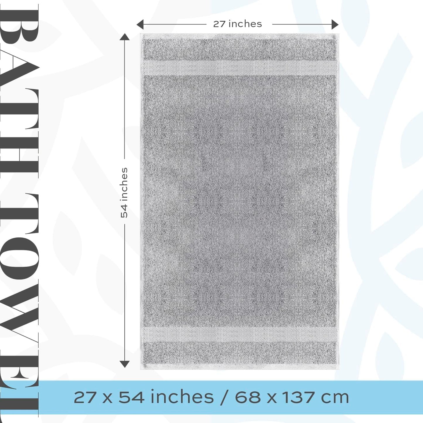 White Classic Luxury Bath Towels Set of 4 Large - 700 GSM Cotton Ultra Soft Bath Towels 27x54 | Highly Absorbent and Quick Dry | Hotel Towels for Bathroom Luxury, Plush Shower Towels, Dolphin Gray