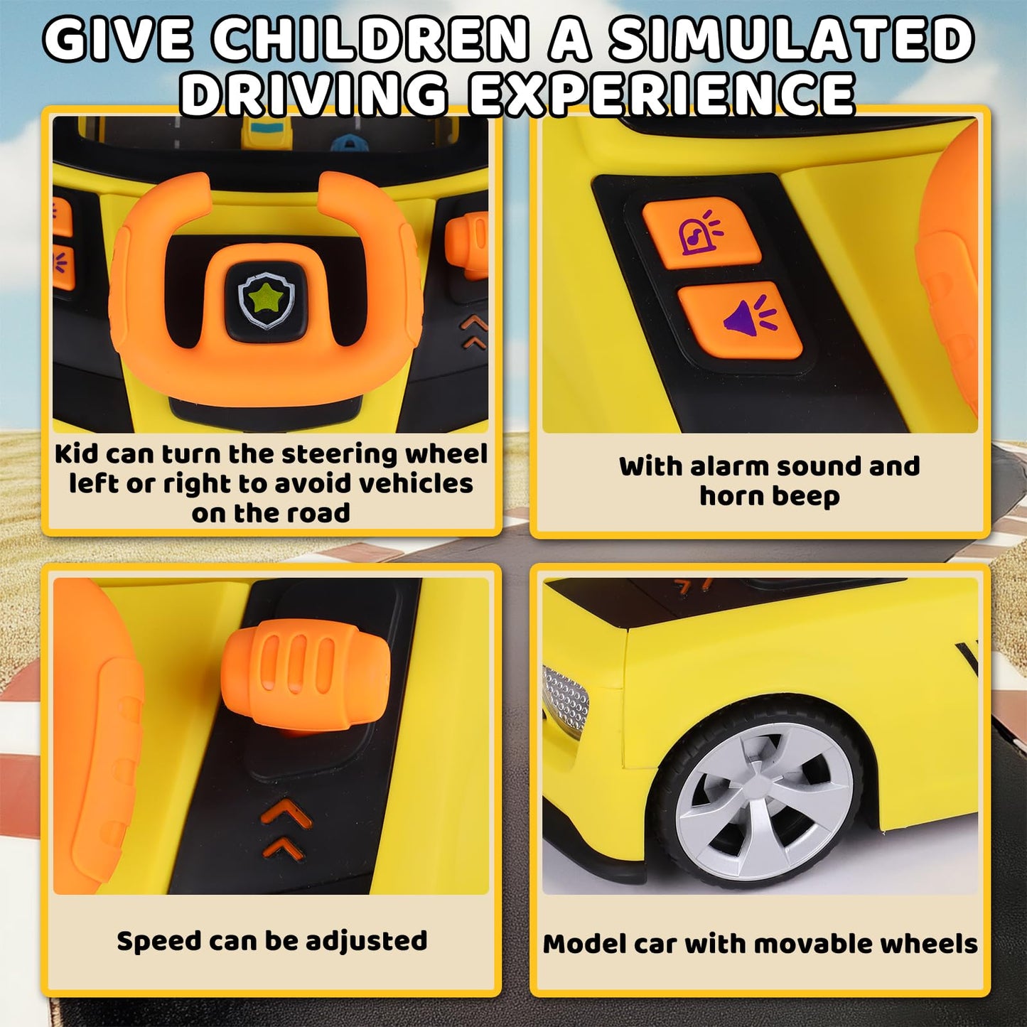 Gifts2U Musical Steering Wheel Racing Car Toy for Kids, with Music and Light Simulated Learning Driving Cars Adventure Toys Competition Game Birthday Gift for Boy Girl Toddler Age 3 4 5 6 7 8