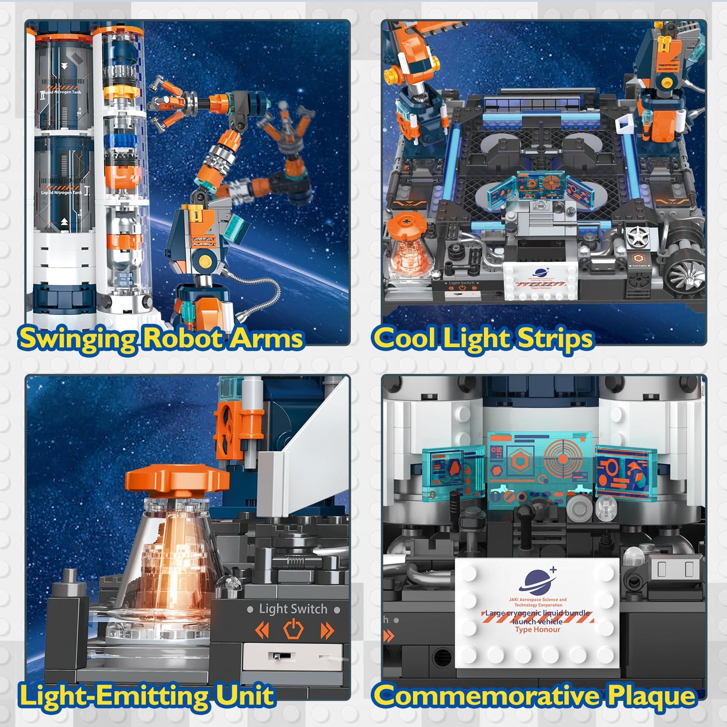 JMBricklayer Space Rocket Building Sets for Boys, Space Shuttle Rocket Ship for Adults, Spaceship Model Kits with Special Lights 70142, Ideal Gifts for Fathers Day, Kids 8 9 10 11+(1349PCS)
