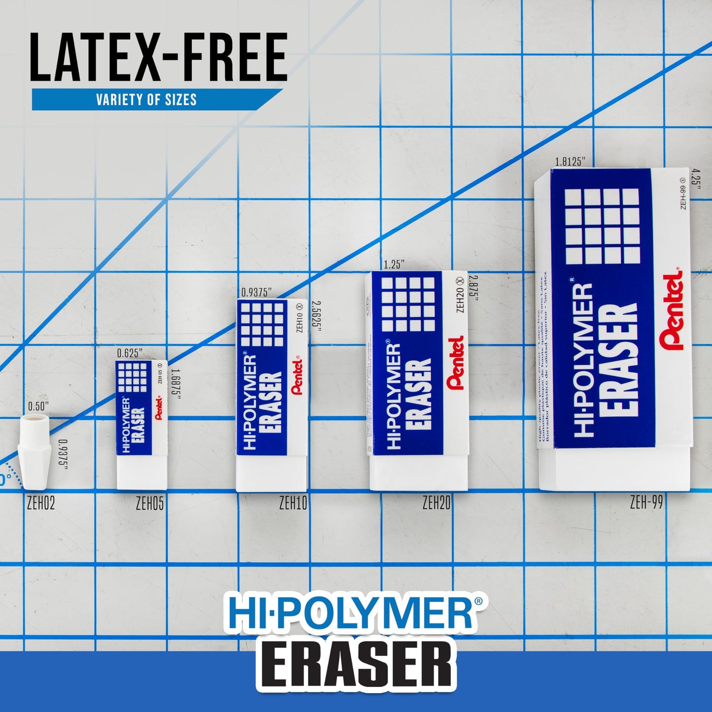 Pentel Hi-Polymer Block Eraser, Small, Box of 48 (ZEH-05)