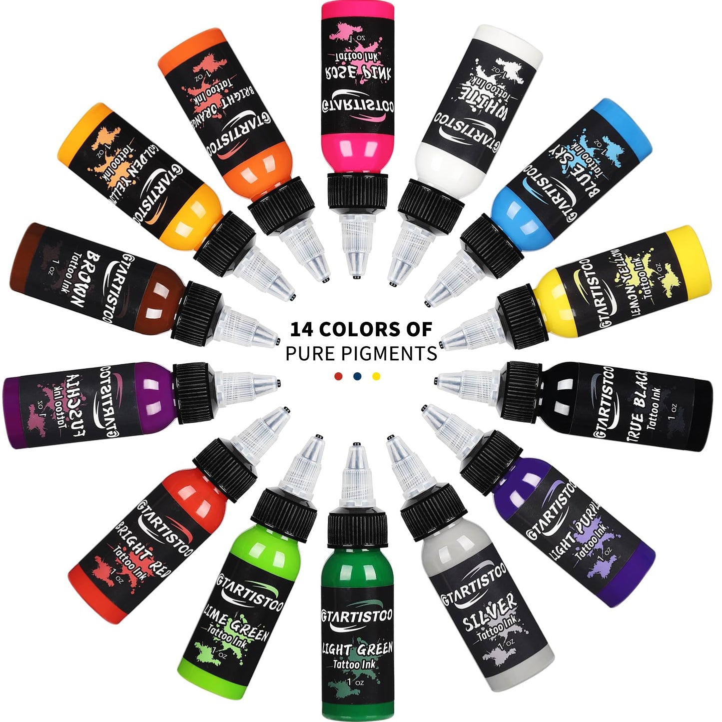 GTARTISTOO Ink Professional 1OZ (14 Colors 30ml) Vegan-Friendly Pigment Ink Supplies Ink...