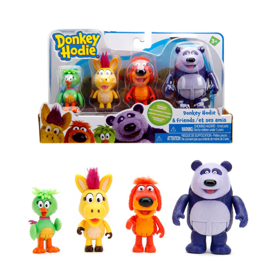 Donkey Hodie 3" 4-Pack Plush Figures, Toys for Kids