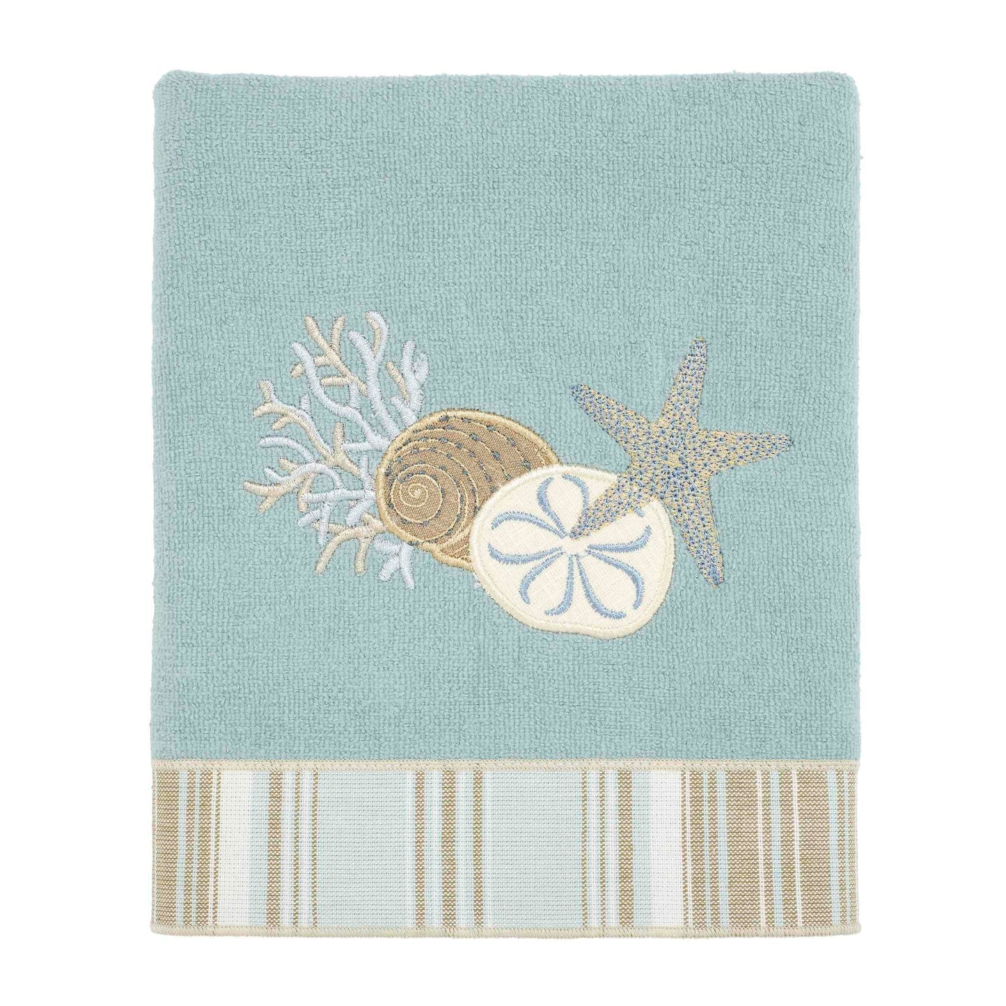 Avanti Linens - 3pc Towel Set, Soft & Absorbent Cotton, Coastal Home Decor (by The Sea Collection, Mineral)