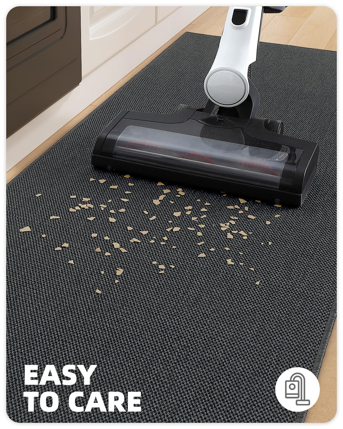 Color&Geometry Washable Kitchen Floor Mats Set,Extra Long Absorbent Non Slip Kitchen Runner Rug for Front Sink, Laundry, Hallway, 24"x36"+24"x72", Grey