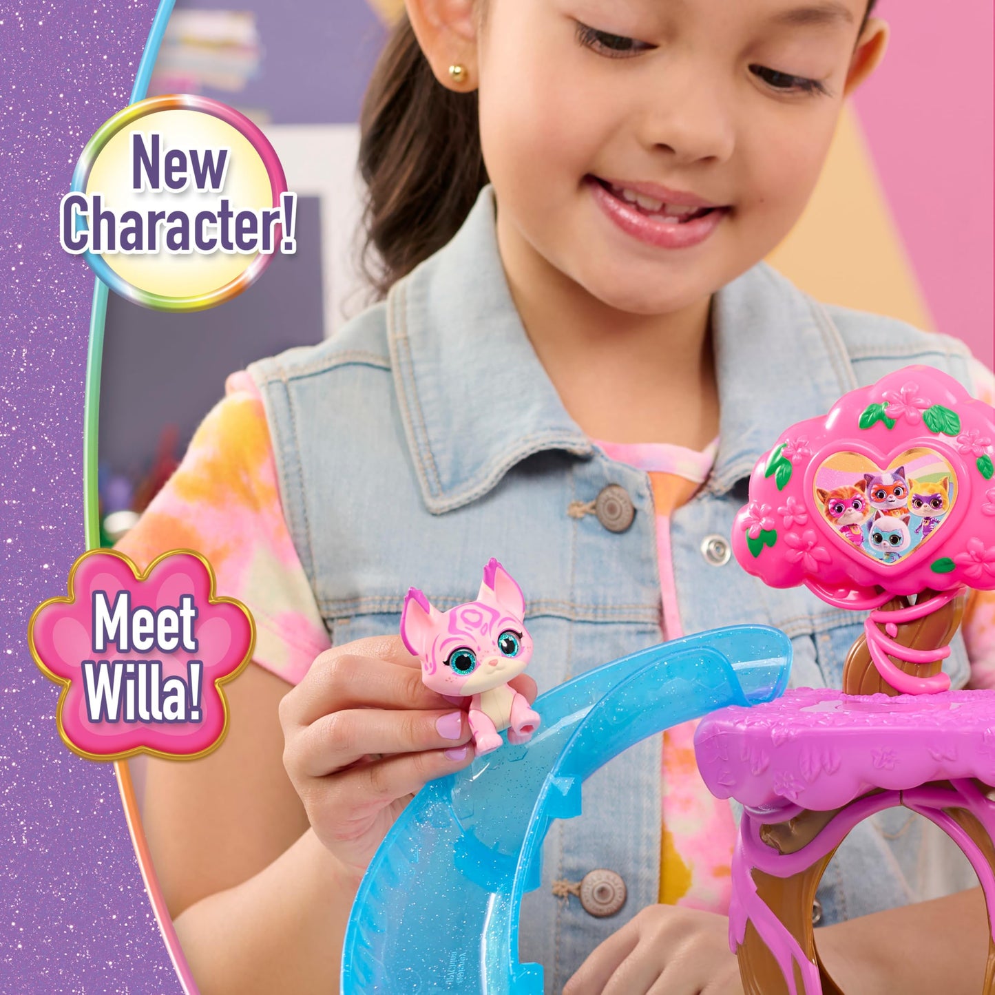 Disney Junior SuperKitties Su-Purr Wild Playset with Slide and Swing, 5-Pieces, 3 Poseable Figures, Toy for Fans, Girls, Kids, Ages 3 and Up by Just Play