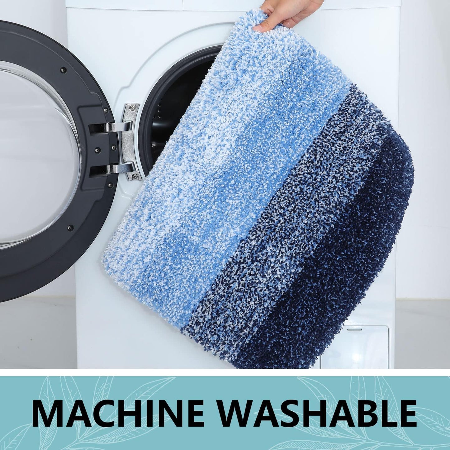 Arotive Microfiber Bathroom Rugs, Shaggy Soft and Absorbent Bath Rug, Non-Slip, Thick Plush Machine Washable Dry Bath Mats for Bathroom, Tub and Shower, 34x21, Blue, Rectangular
