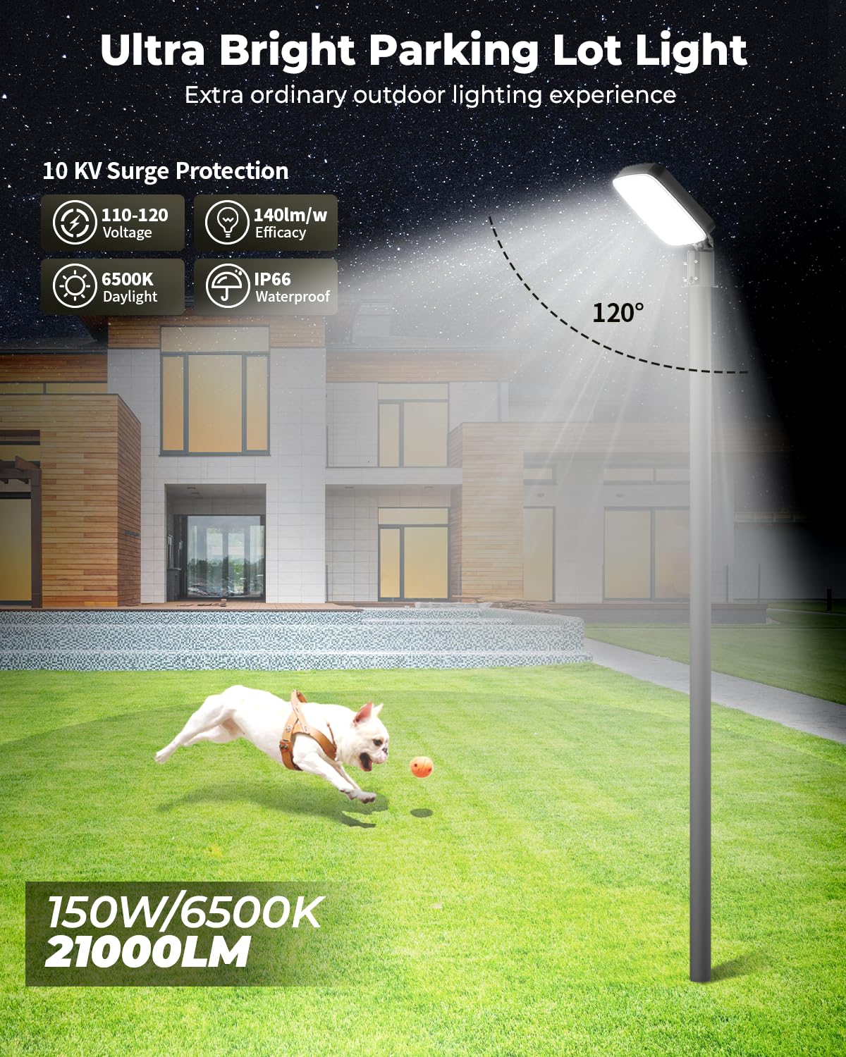 AGranTOP LED Parking Lot Light 2Pack, 150W 21000LM Dusk to Dawn Outdoor Lighting Adjustable Outdoor Light Poles IP66 Waterproof Commercial Street for Yard, Barn, Driveway, Sport, Highway