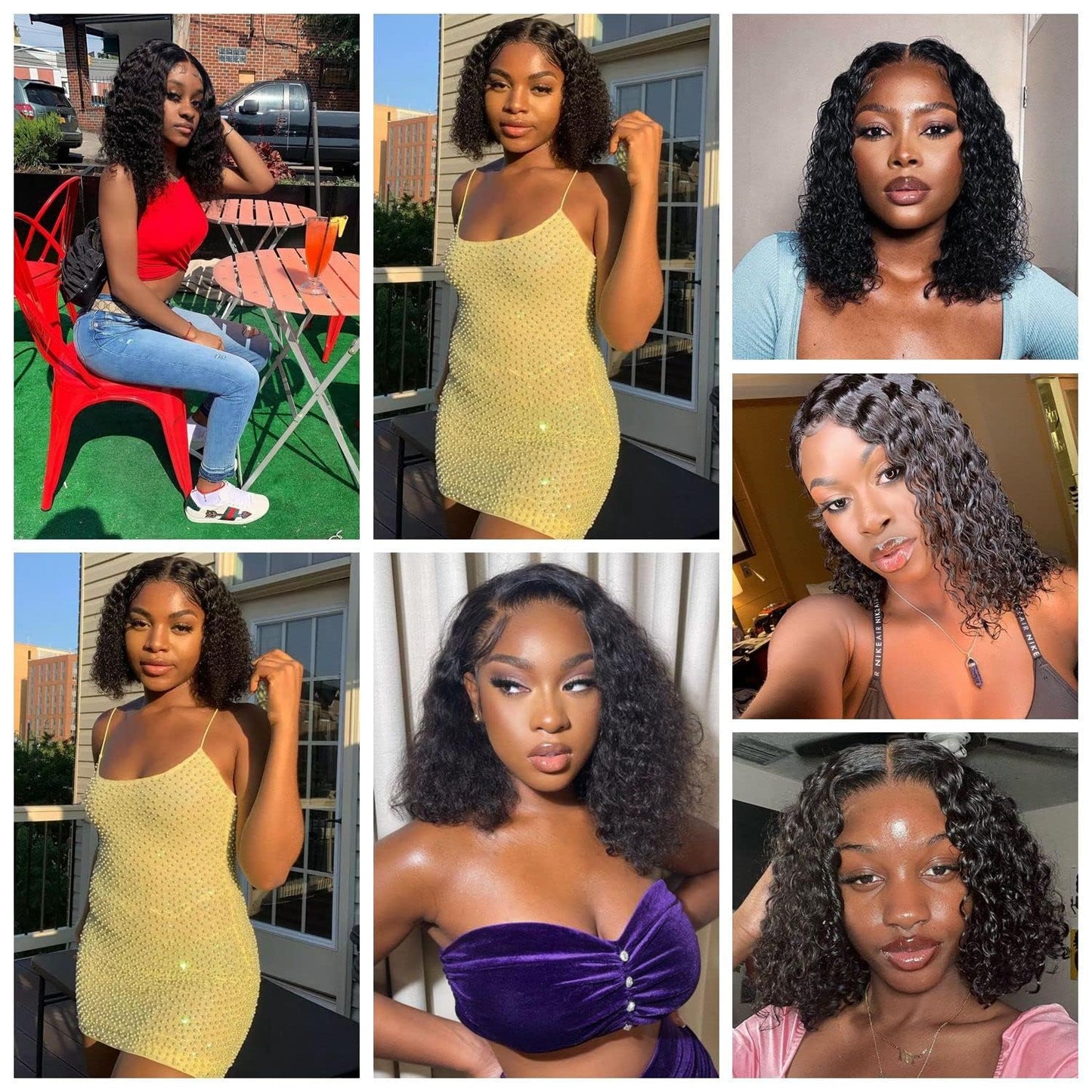 Sungirl Bob Wig Human Hair 13x4 Deep Wave Curly Lace Front Wigs Human Hair For Women Short Bob Human Hair Wig Pre Plucked with Baby Hair Glueless Hair Curly Wigs Nature Hairline 180% Density 10 Inch