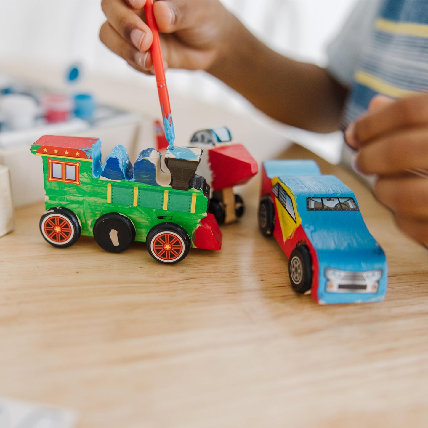 Melissa & Doug Decorate-Your-Own Wooden Craft Kits 3-Pack - Plane, Train, and Race Car