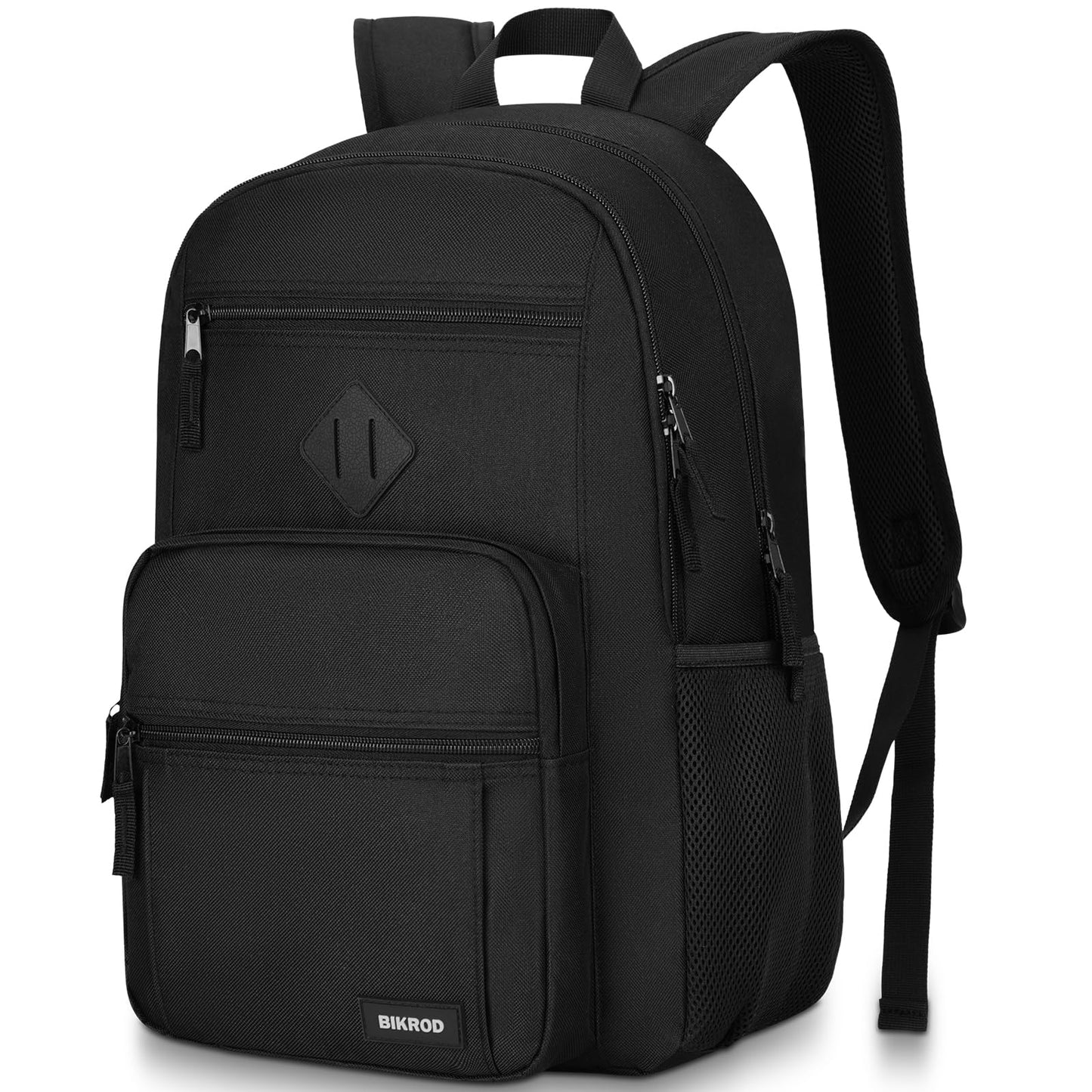 BIKROD Black Backpack for Men and Women, Backpack for School Teens Boys and Girls, Lightweight Casual High School Bookbag, Daily-use Travel Laptop Backpack Fits 17.3 Inch Notebook