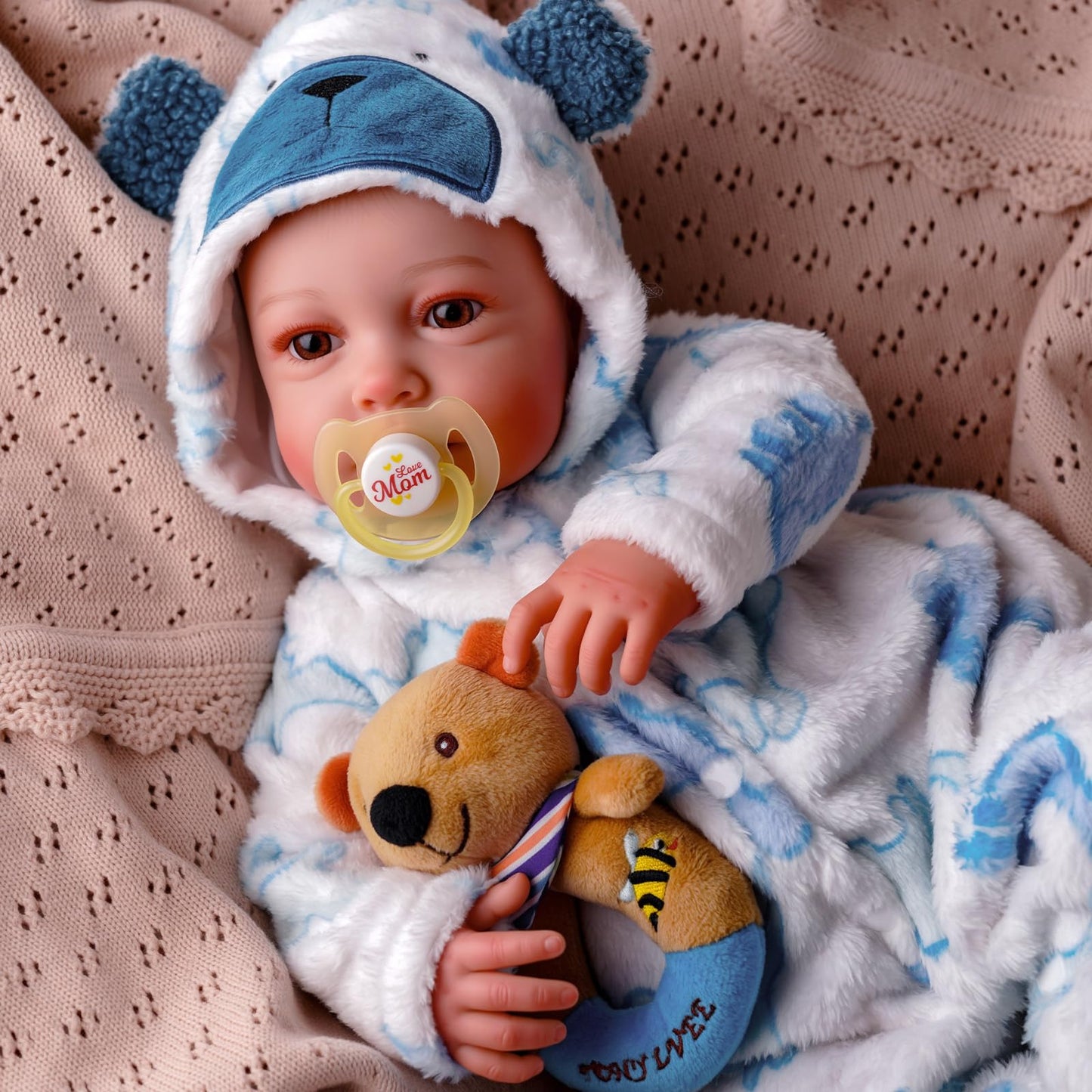 BABESIDE Lifelike Reborn Baby Dolls Boy, 20 Inch Realistic Doll for Boy Newborn Real Life Poseable Soft Vinyl and Cloth Body Baby Dolls with Clothes and Toy Gift for Kids Age 3+