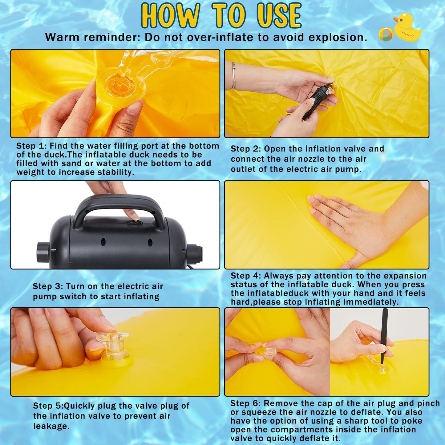 Hungdao 2 Pcs 5 Feet Giant Inflatable Duck Huge Rubber Duck Large Blow up Inflatable Pool Float for Adult Summer Beach Swimming Pool Party Decoration