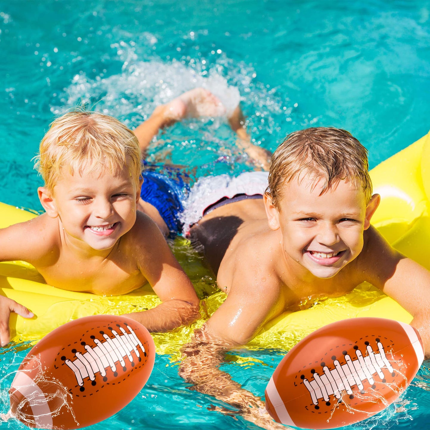Restroma 30 Pack 16 Inch Inflatable Football Bulk Blow Up Footballs Large Inflatable Football Beach Balls for Summer Pool Beach Party Favors Sports Games
