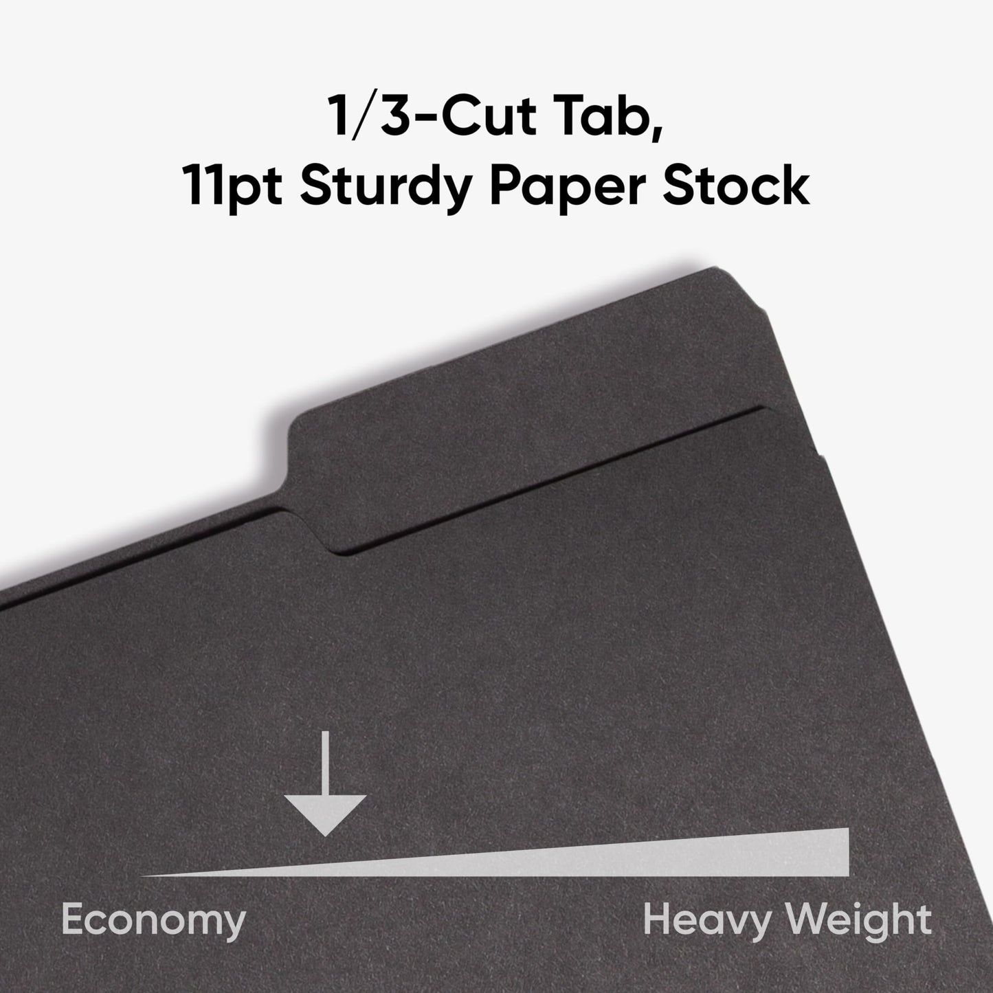 Smead Interior File Folder, 1/3-Cut Tab, Letter Size, Black, 100 per Box, Expandable File Folders for Filing Cabinet