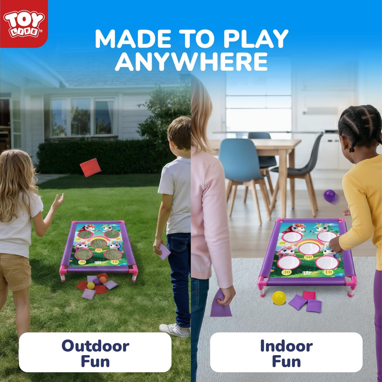 TOY Life Bean Bag Toss Game, Outdoor Toys for Toddlers 3-5, Outdoor Toys for Kids Ages 4-8, Outdoor Kids Toys, Kids Party Games, Outside Toys for Kids Ages 4-8, Outside Toys for Toddlers 3-5