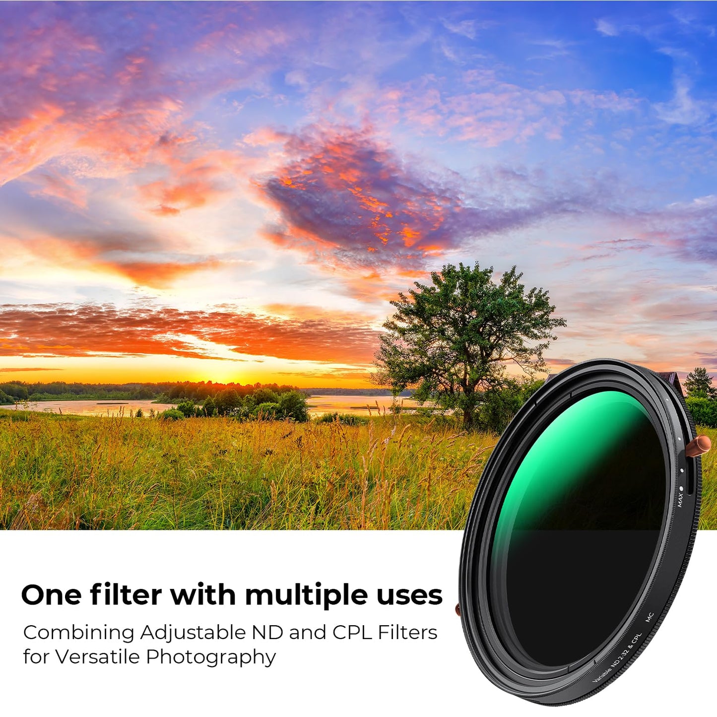 K&F Concept 67mm Variable Fader ND2-32 ND Filter and CPL Circular Polarizing Lens Filter in 1 for Camera Lens Waterproof Neutral Density Polarizer Filter (Nano-D Series)