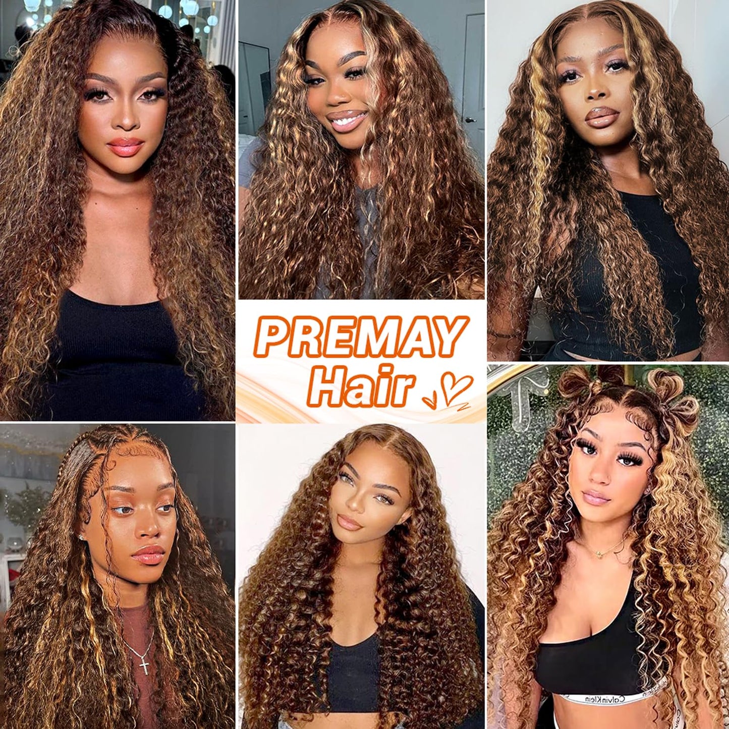13x4 Highlight Ombre HD Lace Front Wig Human Hair 180% Density Honey Blonde Deep Wave Lace Front Wigs Human Hair Lace Front Wigs for Women P4/27 Colored Deep Curly Wave Lace Frontal Wigs (26inch)