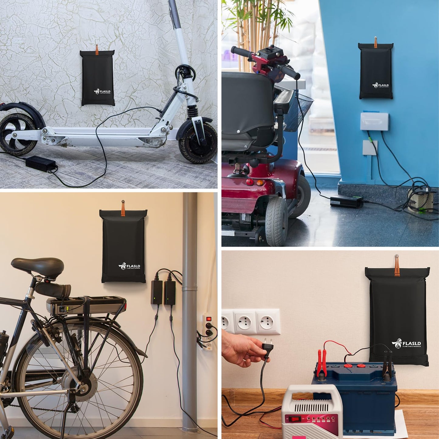FLASLD Fireproof Lithium Battery Cover, Fastest & Simplest Way to Isolate and Extinguish Small Fires, Fire Blanket for E-Scooter and E-Bike (59×59 inch - Grey)