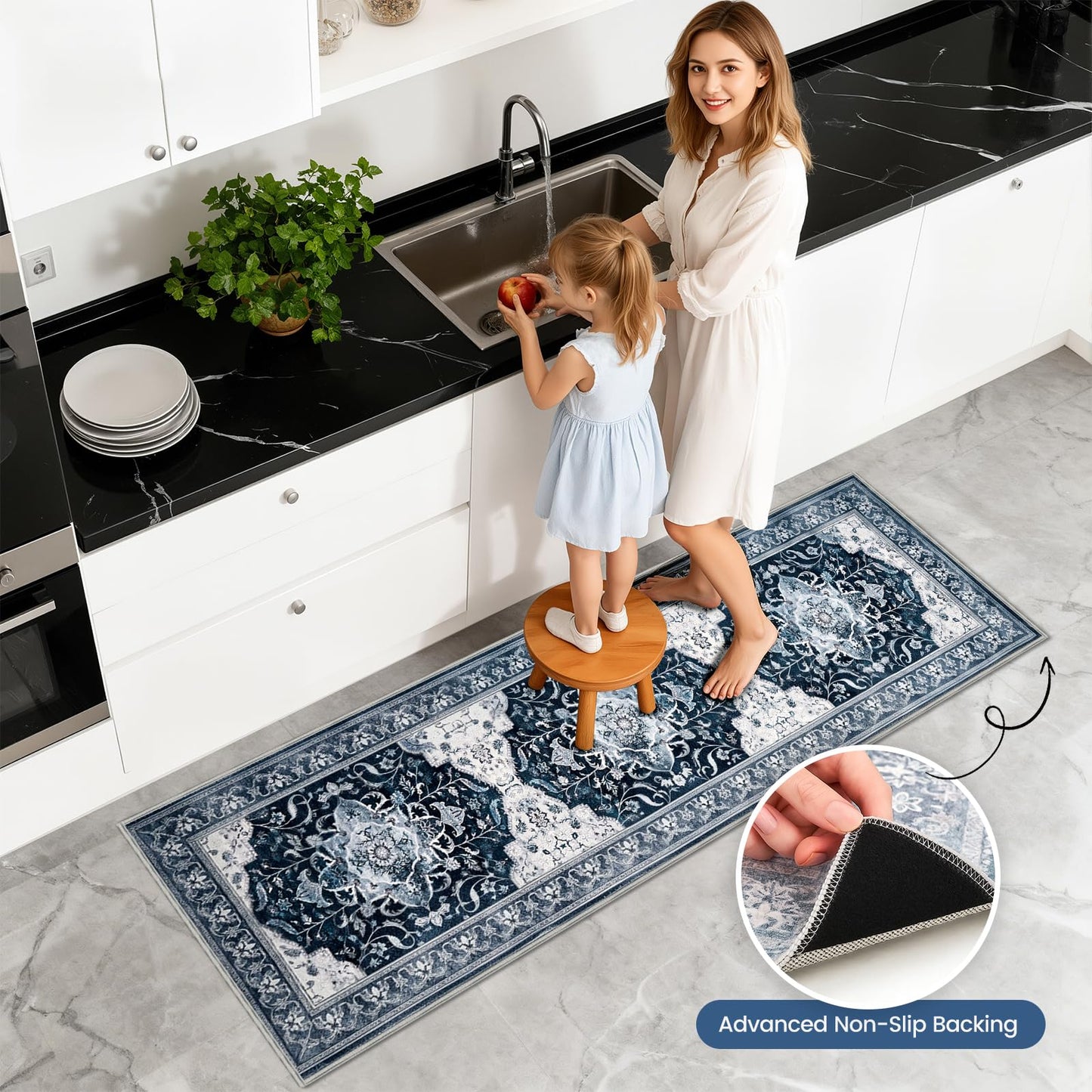 Kitchen Rug Set 3Pcs, Boho Rug Sets Non Slip Washable for Floor Thick Farmhouse Kitchen Decor Runner Rugs for Kitchen, Entryway, Laundry, Hallways 20''x32''+20''x48''+20''x59''