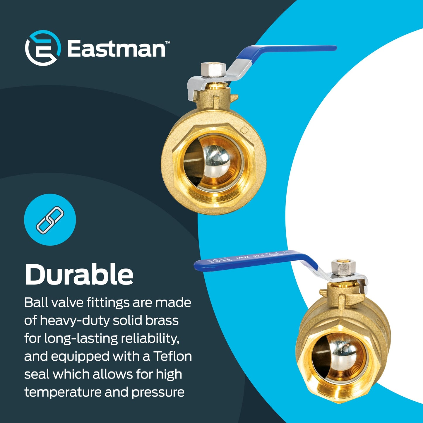 Eastman 2 Inch IPS Heavy Duty Full Port Ball Valve, Brass Plumbing Fitting, 20055LF