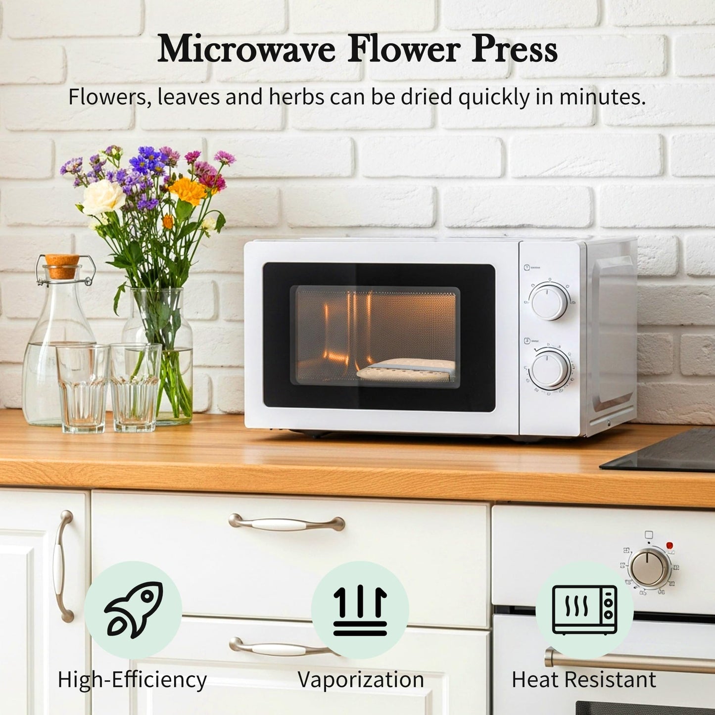 Aboofx Microwave Flower Press - Quick Drying Kit, 6.3 x 6.3 inch Press for Adults, DIY Crafts & Gifts