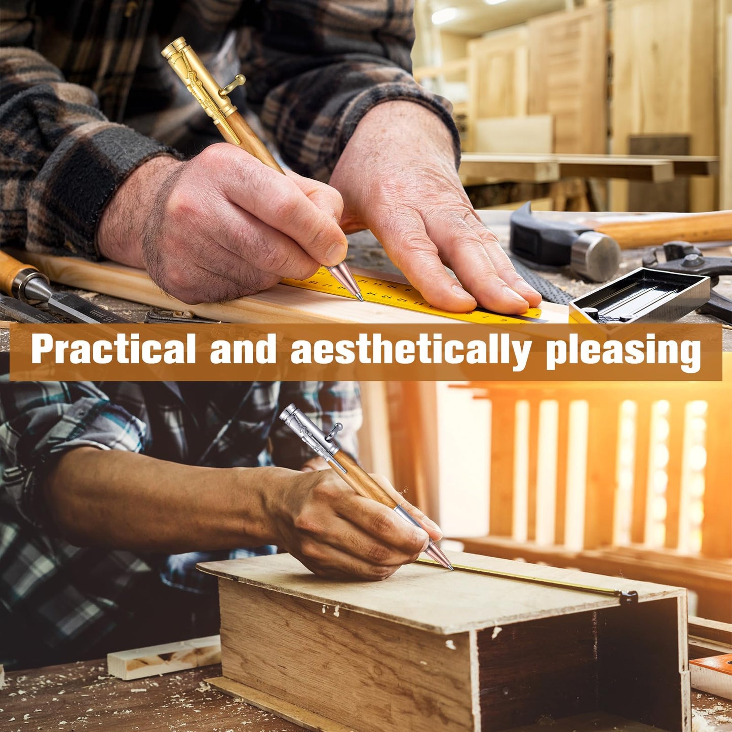 Gisafai 6 Pcs Bolt Action Pen Kits for Woodturning Bolt Bullet Pens for Men Gift Woodturning Ballpoint Kit Turning with Mandrel Slimline Turning Supplies DIY Gift for Men(Silver, Gold, Black)