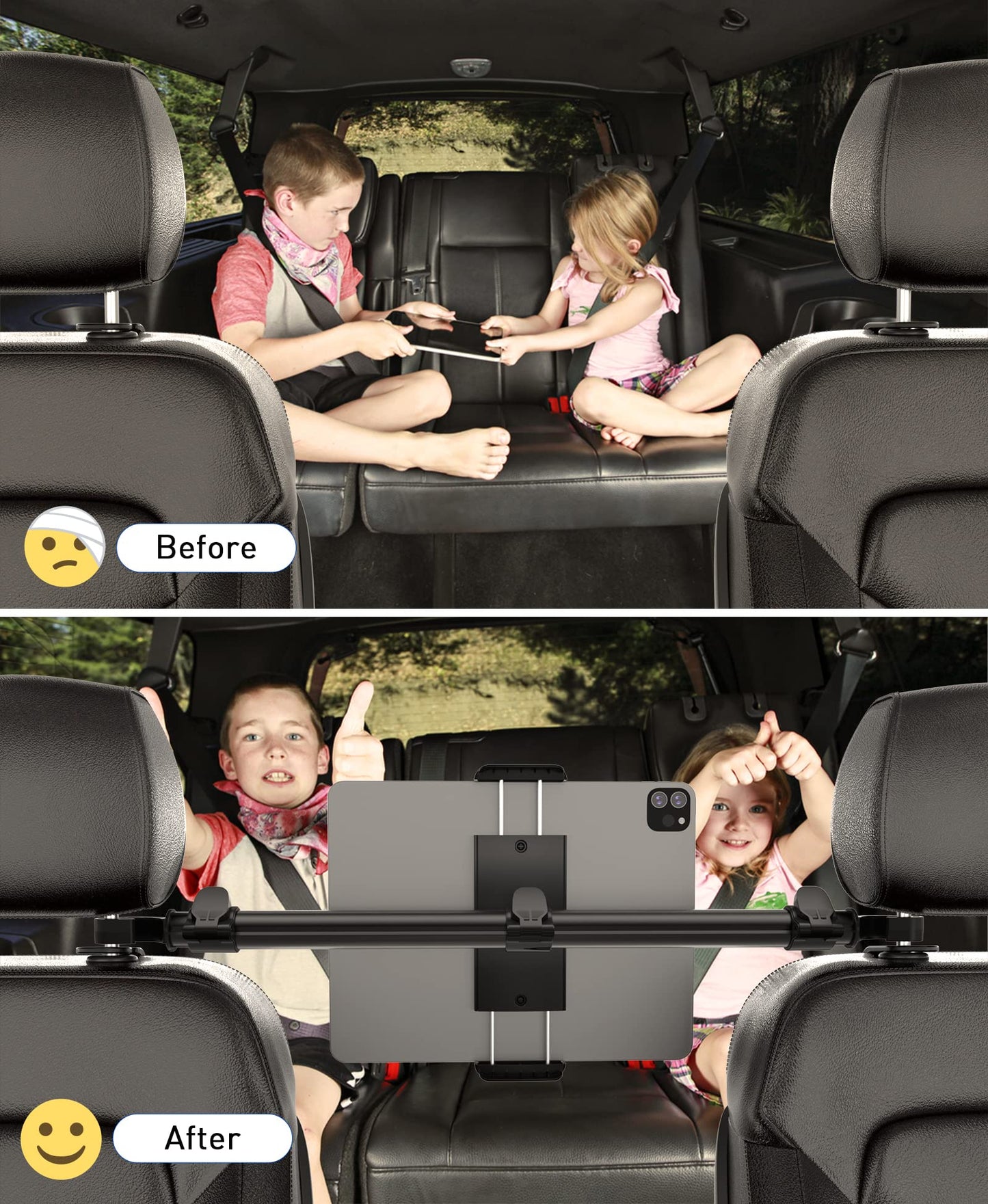 Car Tablet Holder Mount for iPad: Headrest Tablet Stand for Car Back Seat Compatible with iPad Pro Air Mini | Galaxy Tab | Kindle Fire HD | Switch OLED or Other 4.7-13" Devices