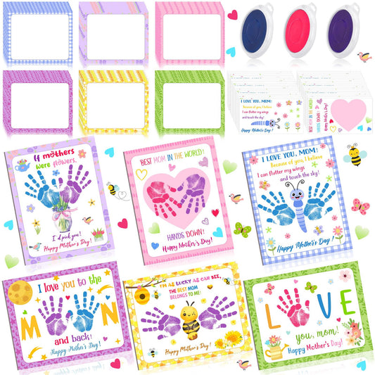 Beeveer 96 Pcs Picture Frame Crafts for Kids DIY Handprint Flower Pot Hand Keepsake Picture Frame Craft Gifts with Flower Stickers for Spring Party Kids Classroom Home Activities ()