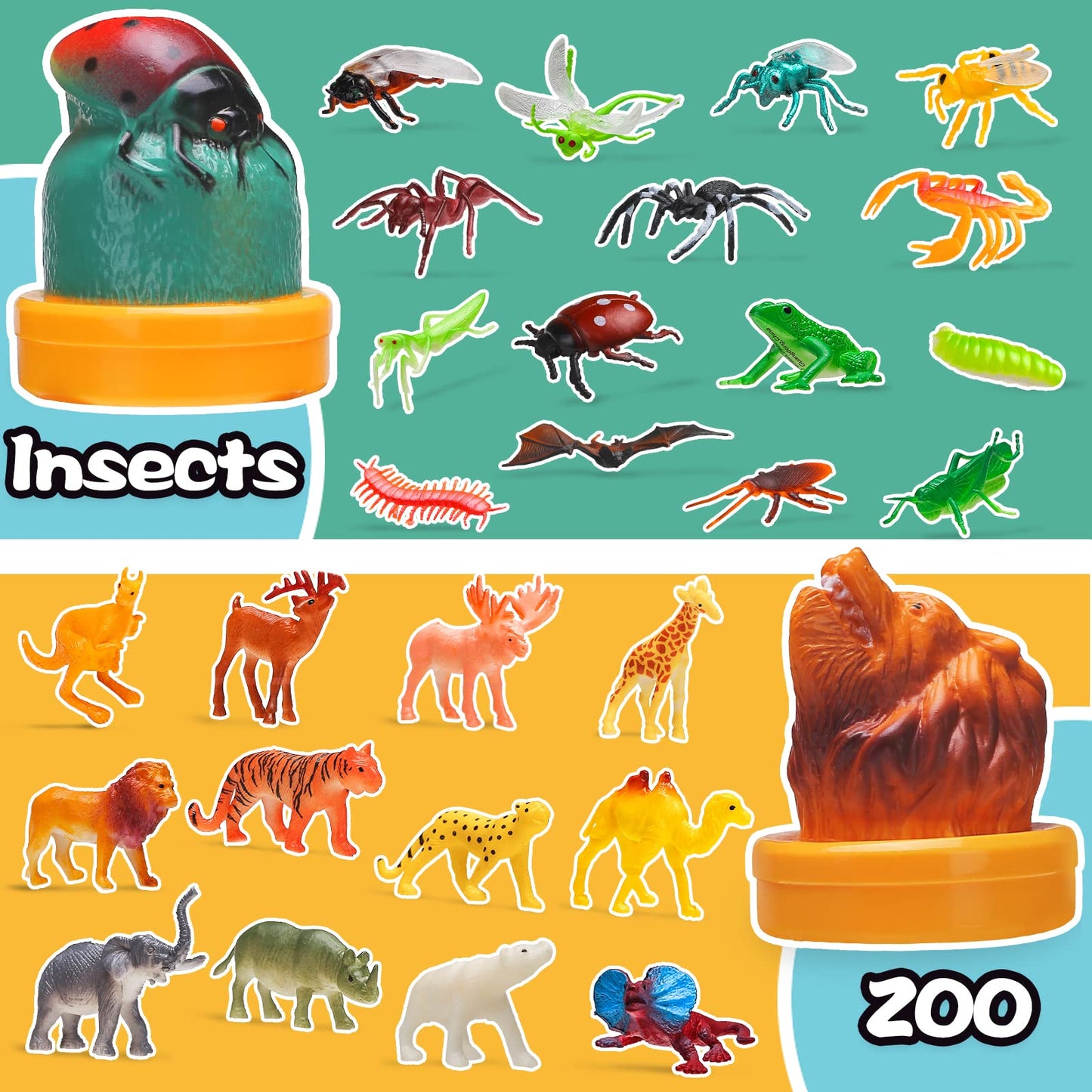 95 Pcs Small Animal Toys, Assorted Mini Ocean, Zoo, Farm, Dinosaur, Insect, Dog and Horse Figure, Little Plastic Animals Figurine for Easter, Sensory Bin Stuffers, Birthday Gifts, Kid 3-5