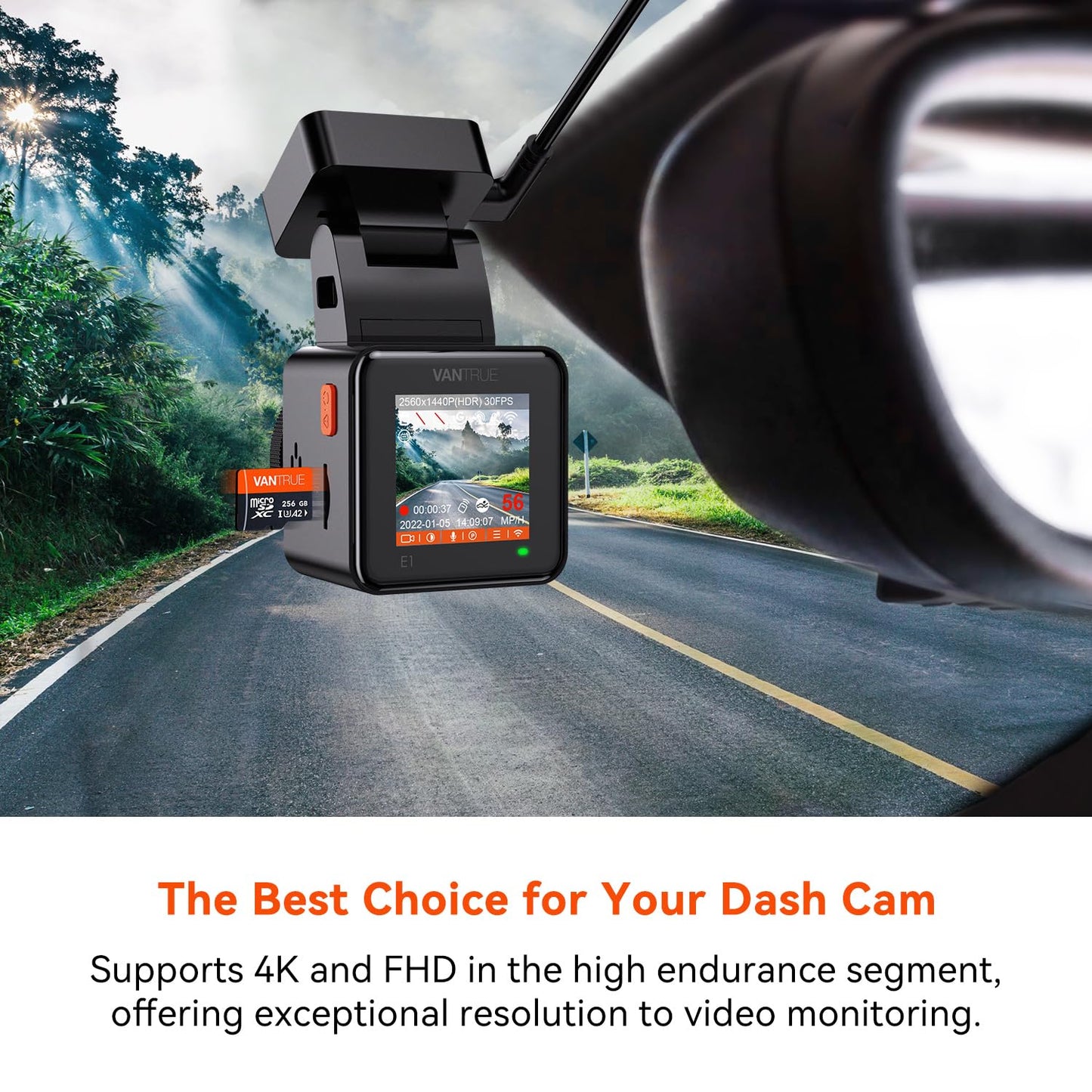 Vantrue 256GB microSDXC UHS-I U3 4K UHD Video High Speed Transfer Monitoring SD Card with Adapter for Dash Cams, Body Cams, Action Camera, Surveillance & Security Cams