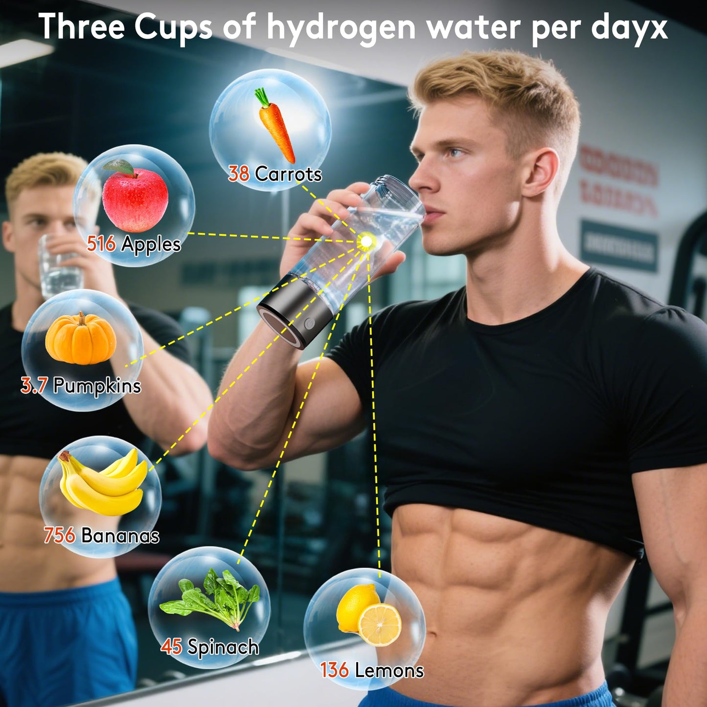 2025 New Hydrogen Water Bottle, 2200PPB in 3Min, SPE PEM Tech, Portable 16OZ, Rechargeable Hydrogen Water Bottle for Travel, Home, Office – Gift for Family & Friends (Silver)