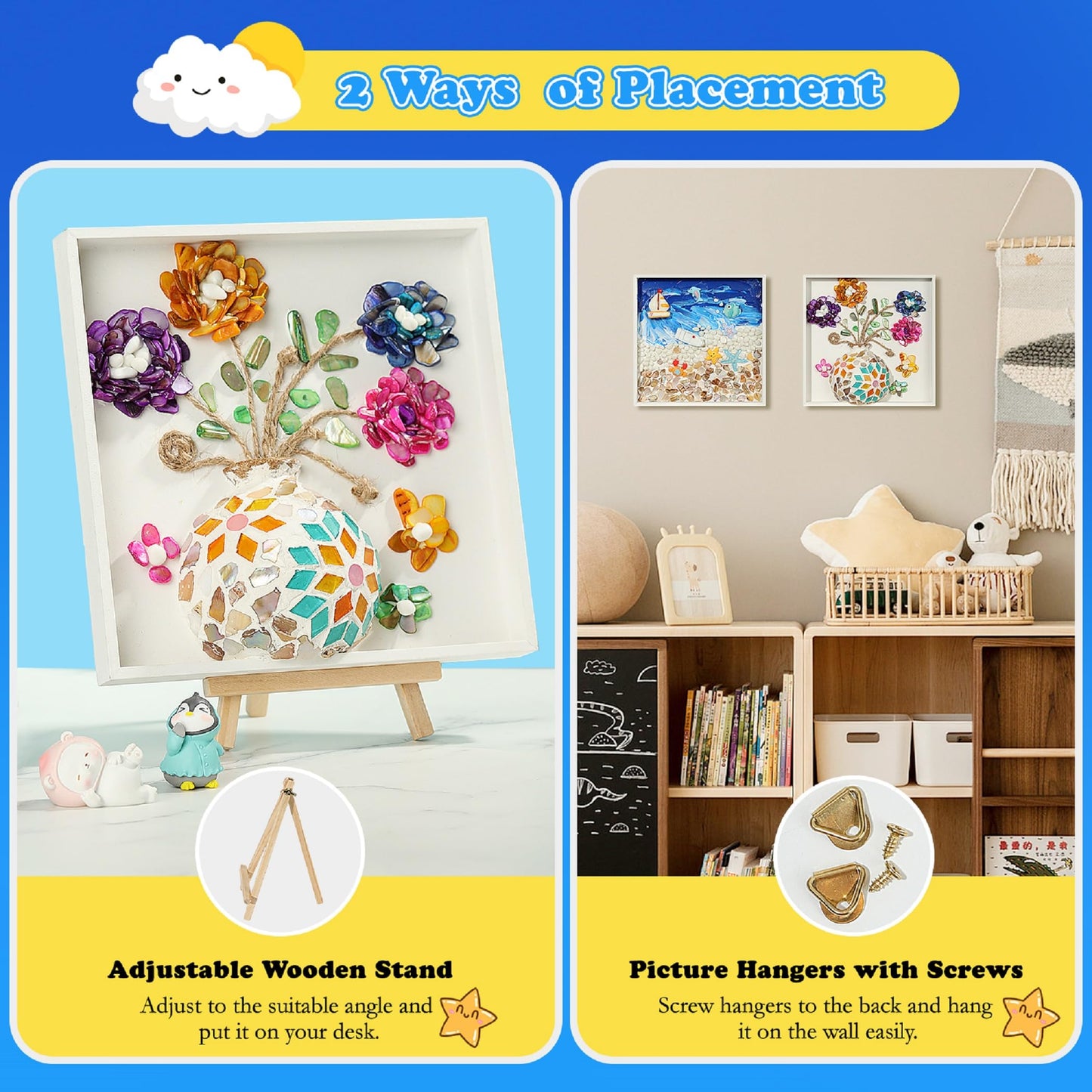 Kssiaz DIY Vase Mosaic Painting Kit, Arts and Crafts With Flower Accessories, Handmade Sticker Gem Art Kit for Christmas Room Decor