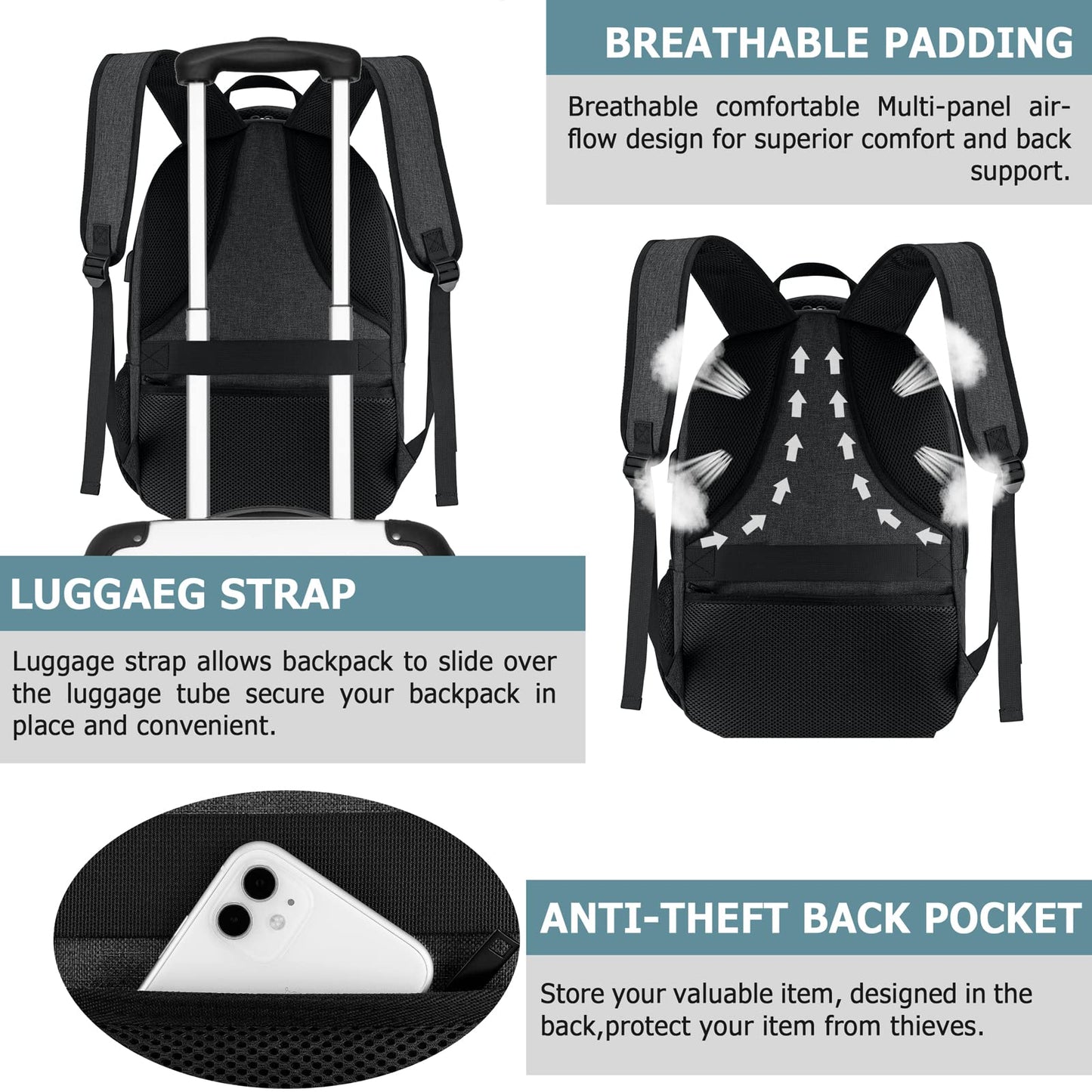 Lunch Backpack, Insulated Cooler Lunch Bag Backpack, Large Travel 17.3 Laptop Back Pack Sturdy Computer College School Bookbag for Women Men for Men Women Work Hiking Picnic