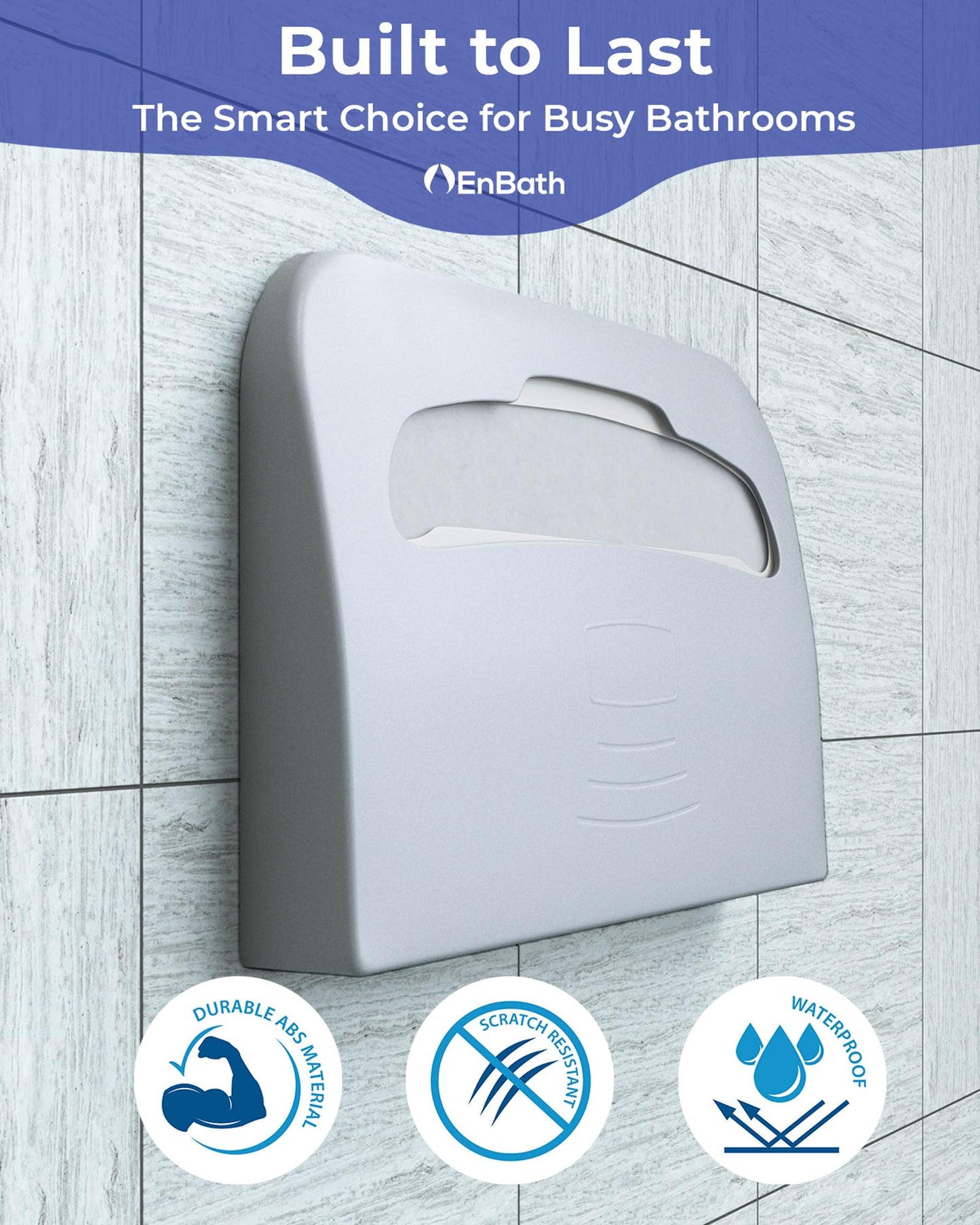Commercial Toilet Seat Cover Dispenser Wall Mount (2-Pack), White Half-Fold Toilet Seat Cover Holder for Bathroom/Restroom