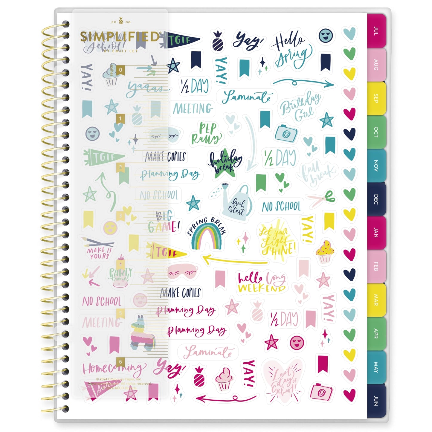 AT-A-GLANCE Teacher Planner 2026-2027 Weekly & Monthly Academic 12-Month July-June, 8-1/2" x 11", Simplified by Emily Ley, Happy Stripe (EL54-905A)