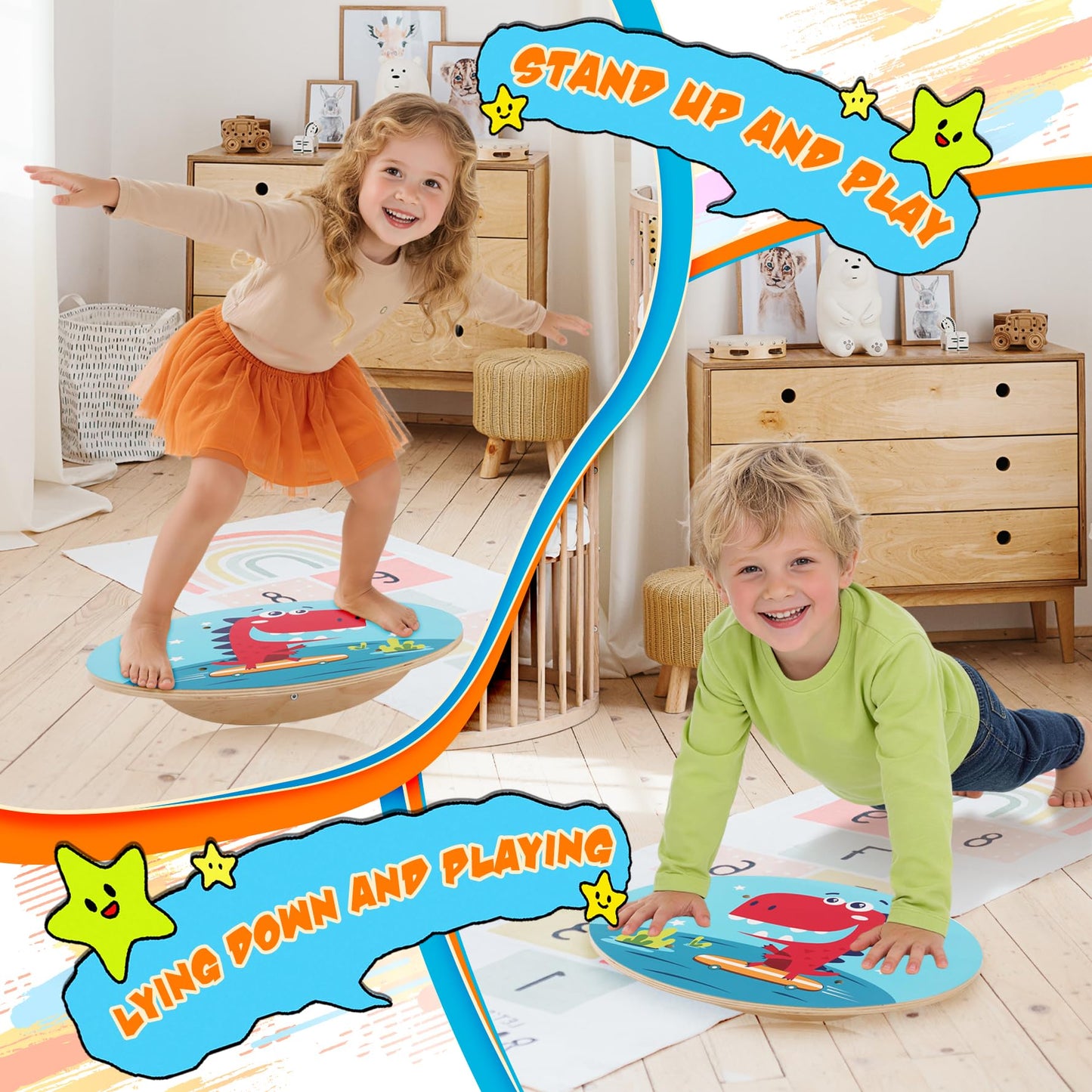 Balance Boards for Kids, Wood Balance Training Board, Sensory Rocking Board
