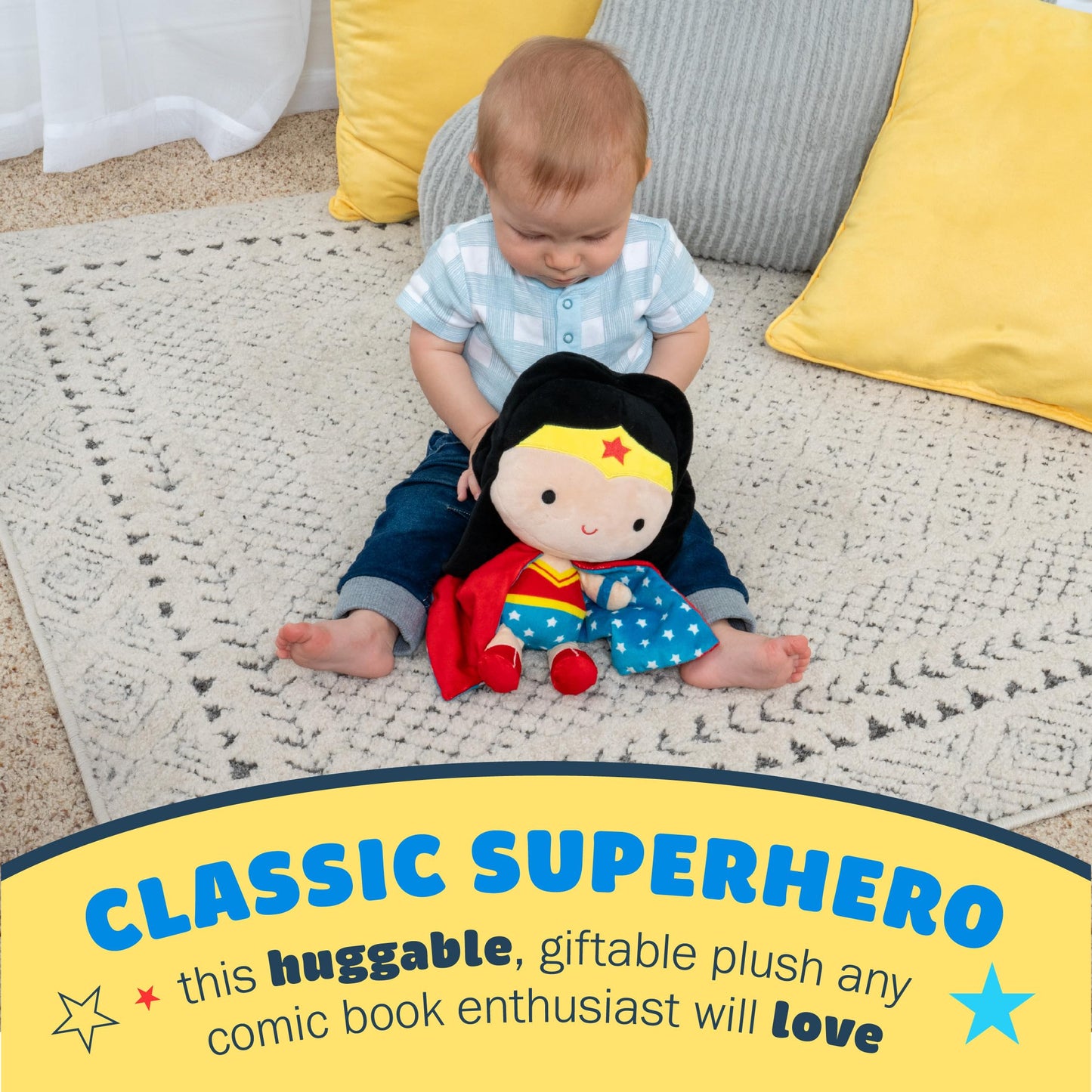 KIDS PREFERRED DC Comics Wonder Woman Soft Huggable Weighted Stuffed Animal Cute Plush Toy for Toddler Boys and Girls, Gift for Kids, 11.5 inches
