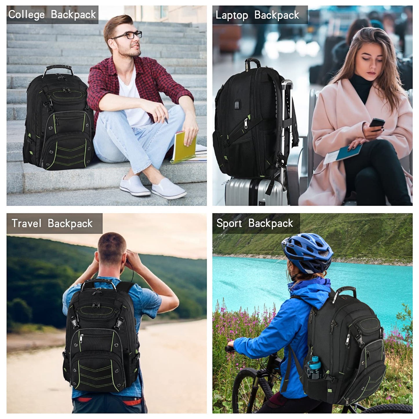 VECKUSON 18.4 Inch Laptop Backpack for Men and Women, 55L Extra Large Gaming Laptops Backpack with USB Charger Port, TSA Friendly Flight Approved and RFID Anti-Theft Pocket