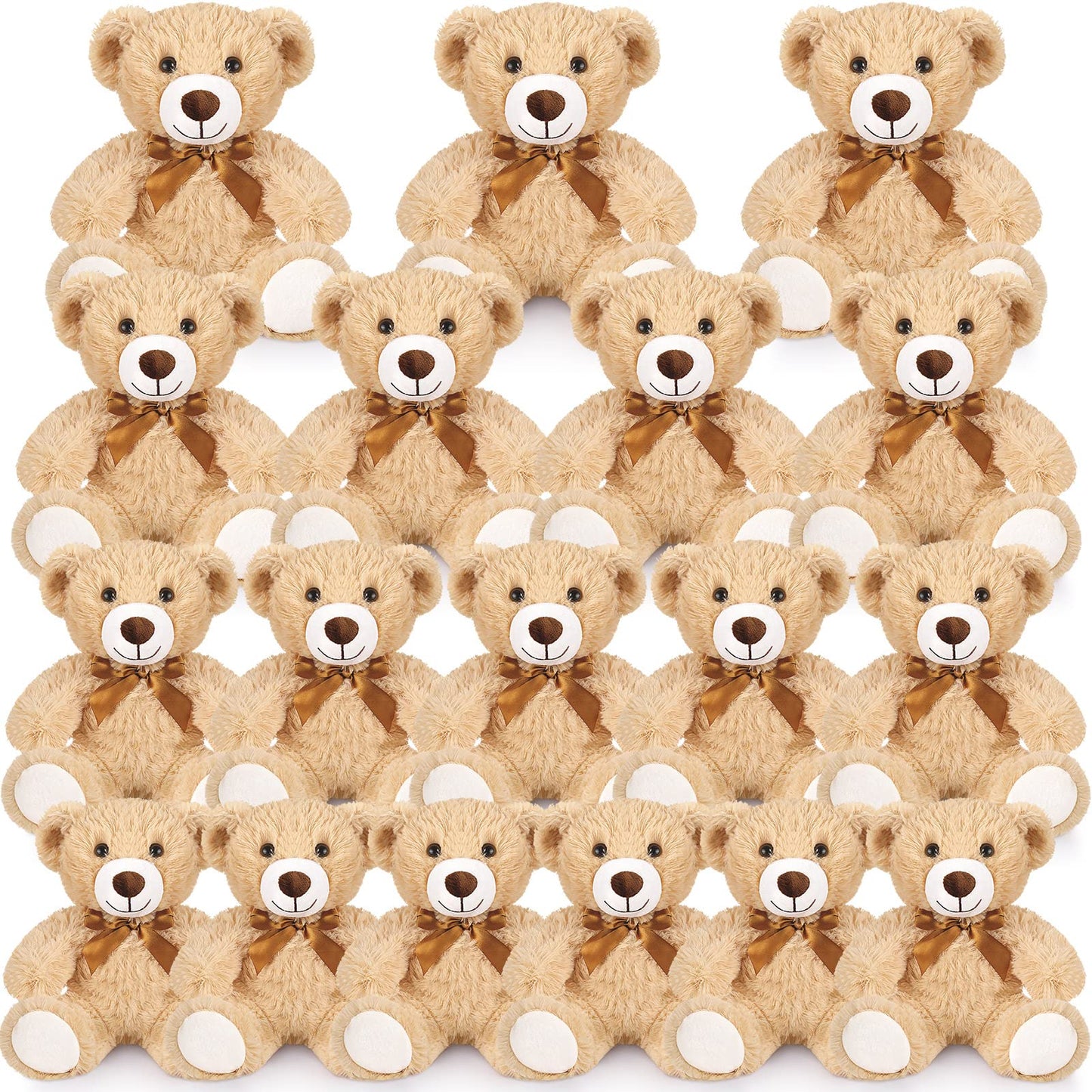 Zhanmai 18 Pcs 14 Inch Bears Stuffed Animal Bulk Gift Plush Bear Toys for Birthday Wedding Baby Shower Party Favor(Light Brown)