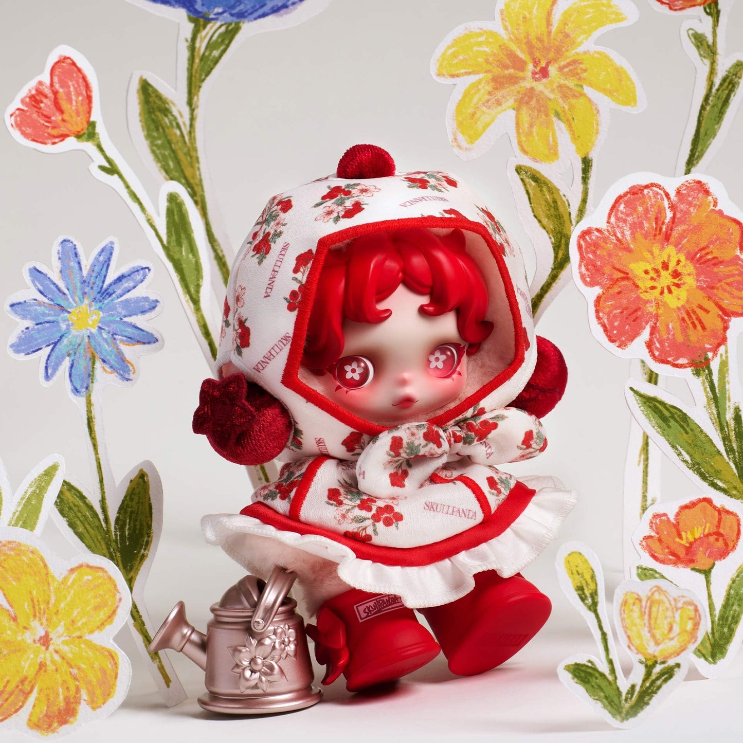 POP MART SKULLPANDA Amid Flowers Plush Doll Pendant, 13.5 cm Height Figurine, SKULLPANDA Figure for Home Room Decor, Collectible Toys for Desk Accessories