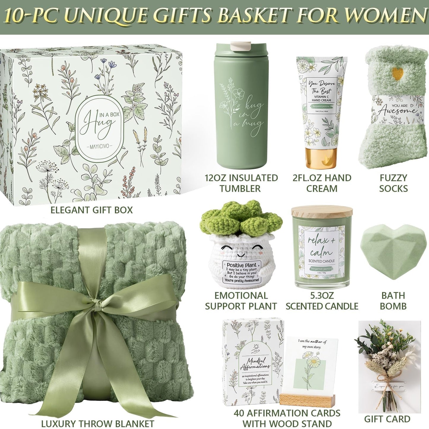 Birthday Gifts for Women Self Care Get Well Soon Gift Baskets, Spa Care Package After Surgery Thinking of You Inspirational Cancer Feel Better Sympathy Unique Gifts Set for Women Mom Her Friend Sister