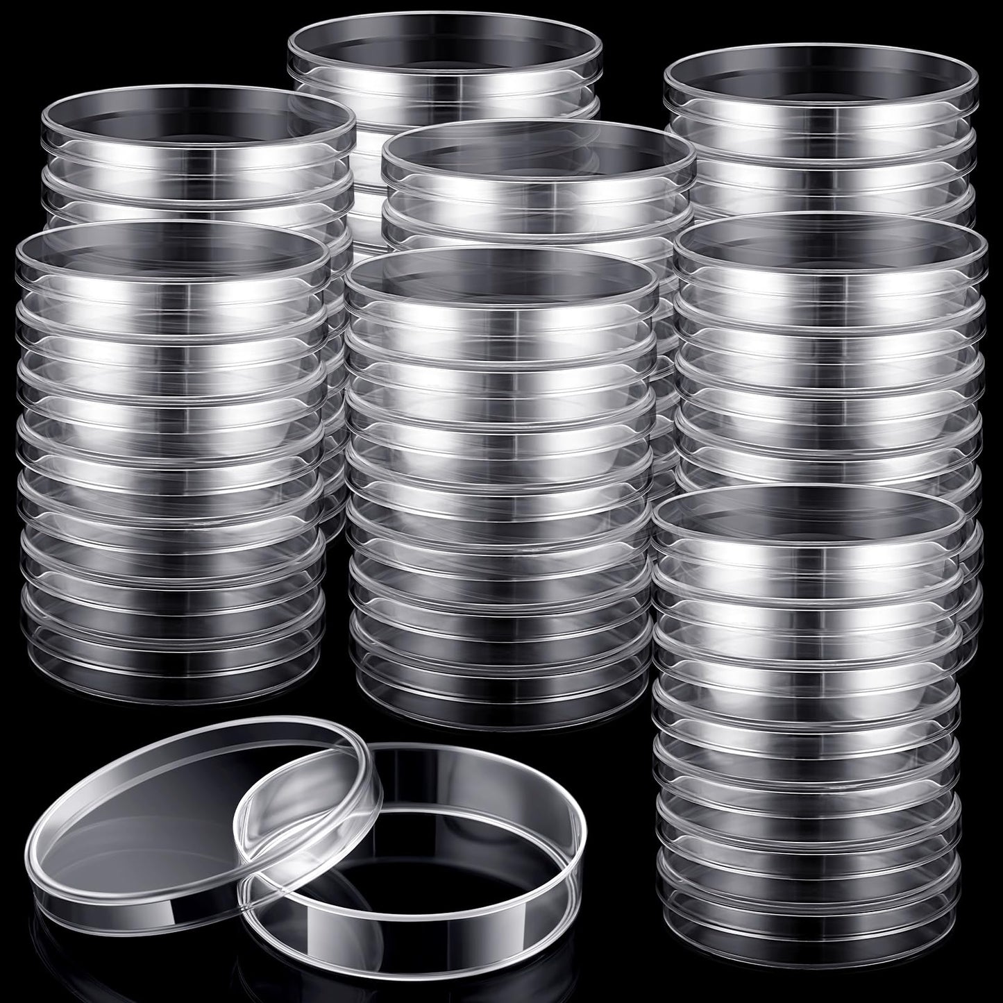 Kigley 400 Pcs Sterile Plastic Petri Dishes with Lids 60mm Dia x 15mm Deep Clear Culture Lab Petri Dishes for Science Experiment Lab Analysis Equipment School Projects Supplies