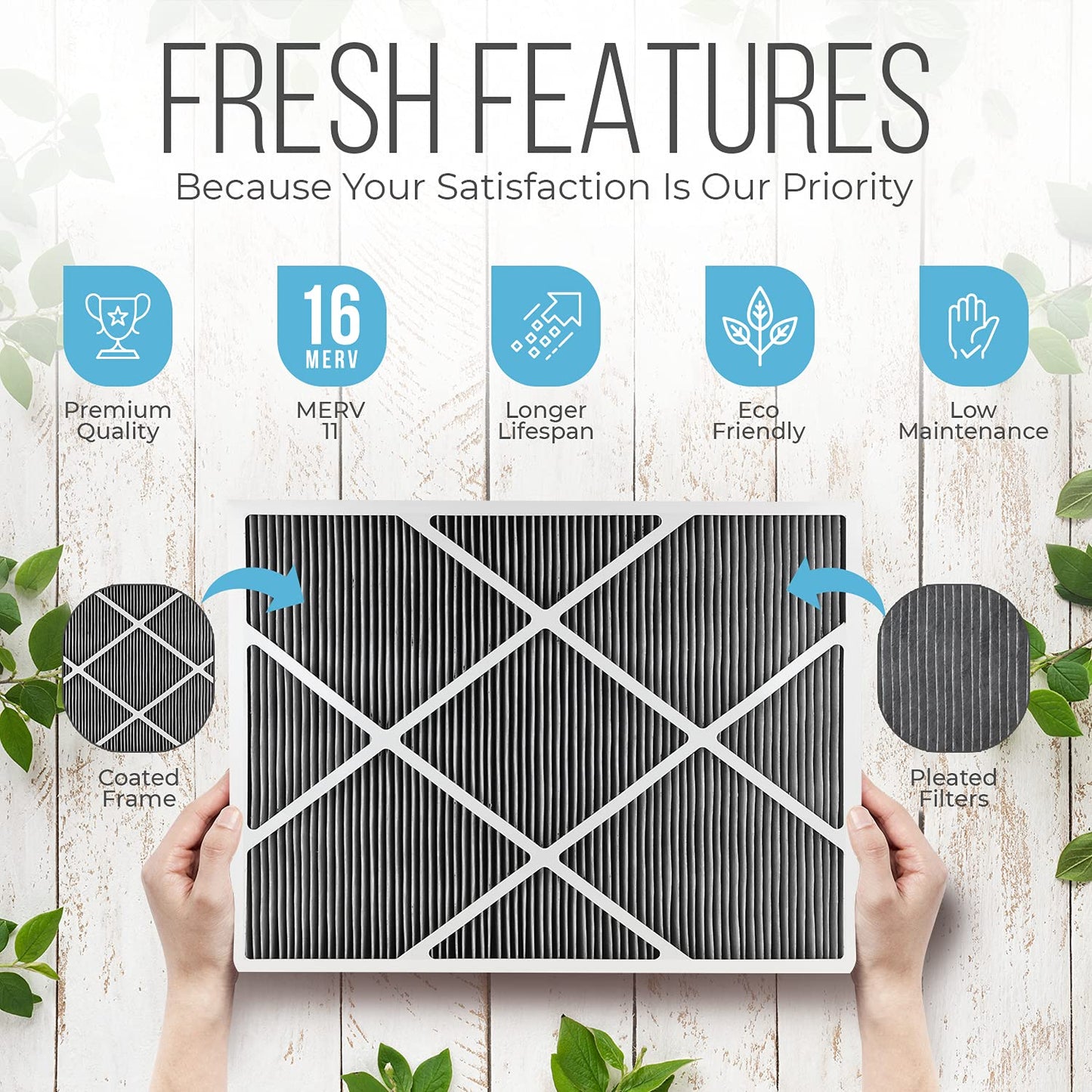 Lennox 16x25x5 Furnace Filter, X6672 Filter Replacement, Merv 16 Carbon Clean Filter Media with Homequip Disposal Bag 1-Pack (Actual Size: 15.8 x 24.8 x 4.3 Inches)