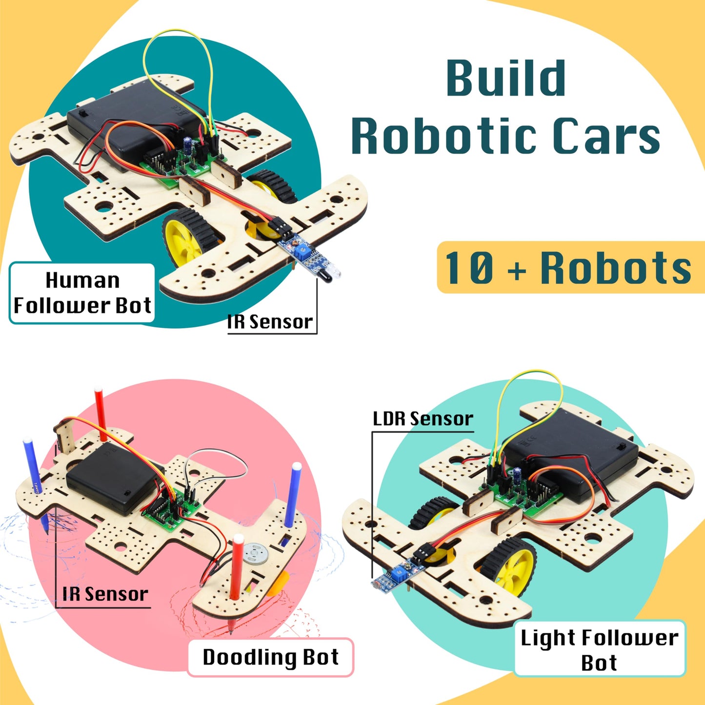 Butterfly Edufields 10in1 STEM Robotics Kit for Kids 8-14, Electronics and Engineering Circuit Board, Science Kit for Ages 12-14