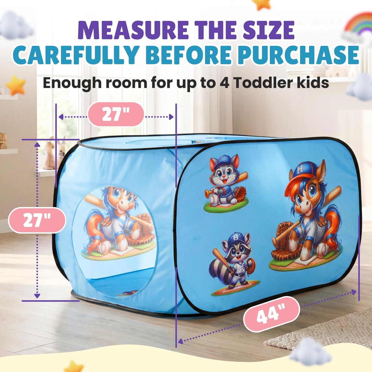 Pop Up Kids Play Tent – Foldable Playhouse for Boys, Girls, Toddlers & Babies with Carry Bag, 44 X 27'' Polyester, See-Through Breathable Mesh, Ideal for Birthday Gift, Kids Tent Indoor Outdoor
