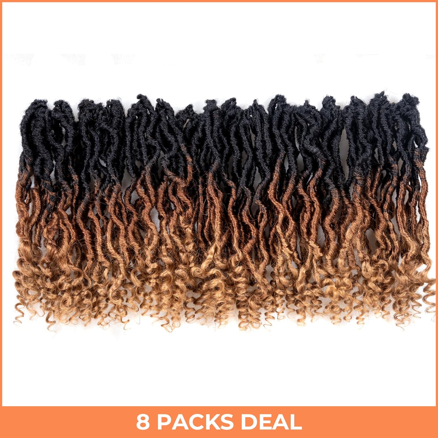 Toyotress Passion Locs Crochet Hair - 10 Inch 8 Packs Ombre Brown Blonde Faux Locs Crochet Hair Curly Ends, Short Bob Curly Locs Pre-Looped Synthetic Braiding Hair Extensions (10 Inch, OT30/27)