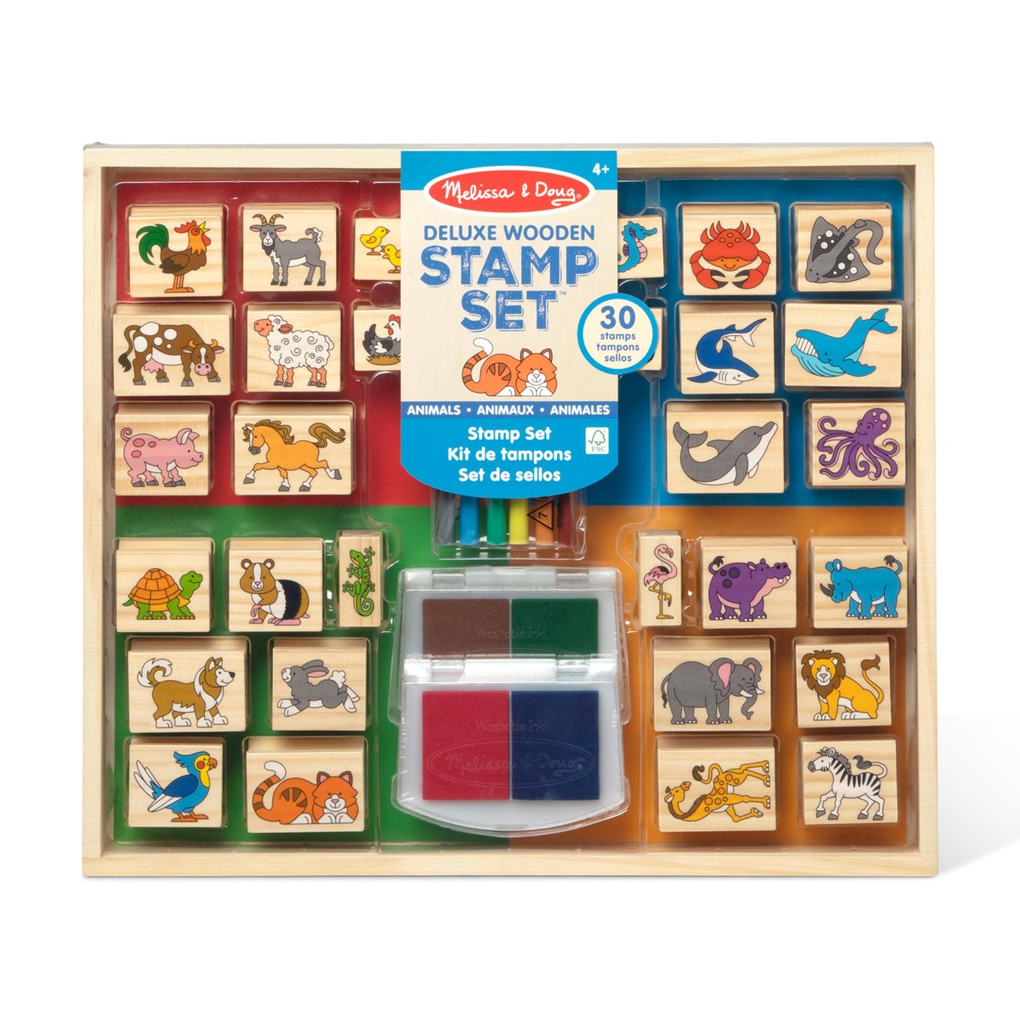 Melissa & Doug Deluxe Wooden Stamp Set-Animals