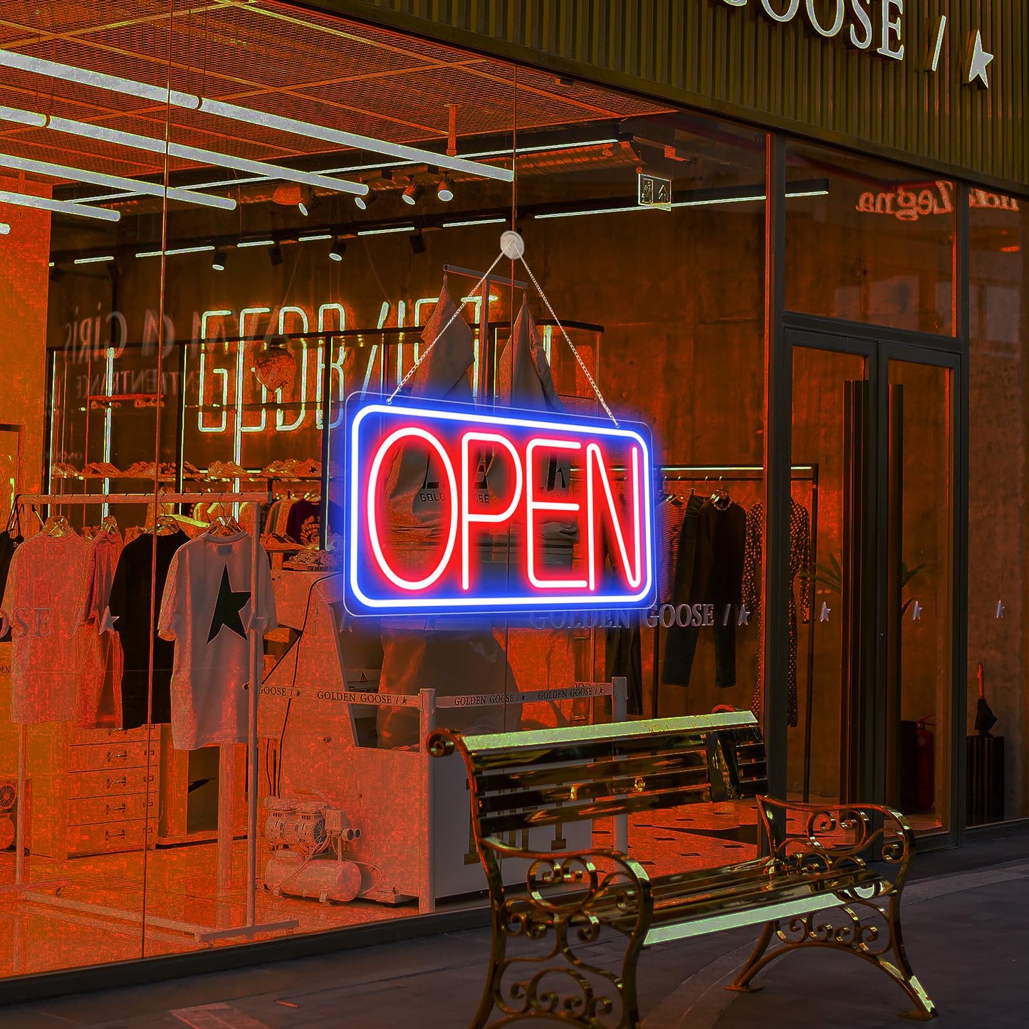 22" X 11" Led Neon Open Signs for Business Ultra Bright Plug In Electric Light Up Large Open Signs with ON/OFF Switch and 12V/2A AC Adapter for Storefront Window Bar Salon Coffee Stores (Horizontal)