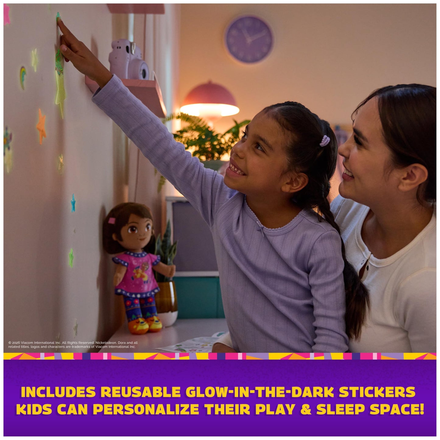 Nickelodeon Dora Official Bedtime Dora Plush Toy, Educational Toys, Glow-in-The-Dark Plush Doll, Sensory Toy for Ages 3 and Up, 13”
