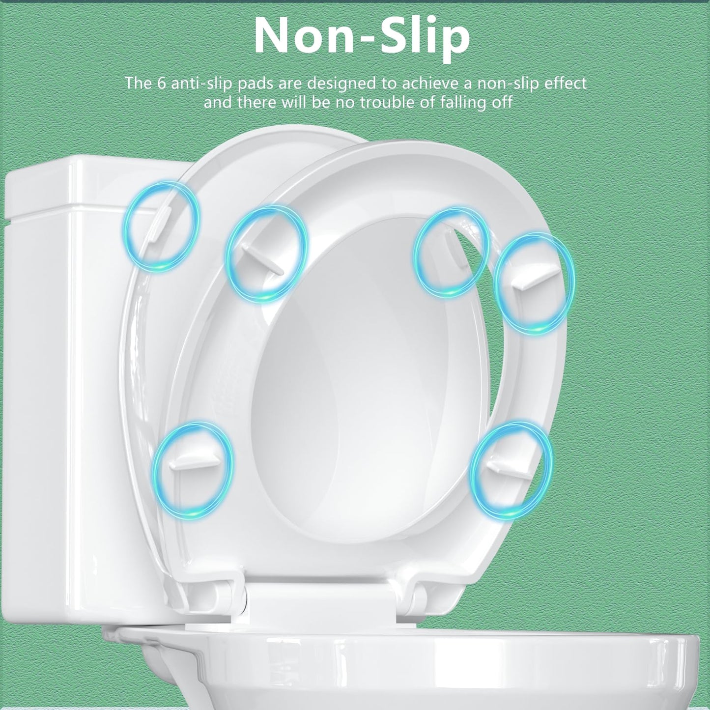 Aünsffer Toilet Seat Round Soft Close 2 PACK, Toilet lid Round Slow Close 16.5 inch, PP Material Safe and Easy Clean, Quick Installation & Never Loosen, Comfortable Ergonomic Design (White, 2 Pack)